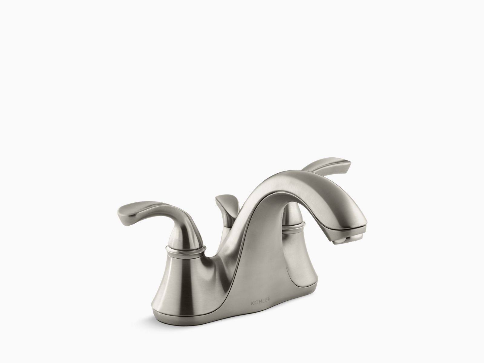 Kohler K-10270-4-BN Brushed Nickel Forte Centerset Bathroom Faucet with Sculpted Lever Handles