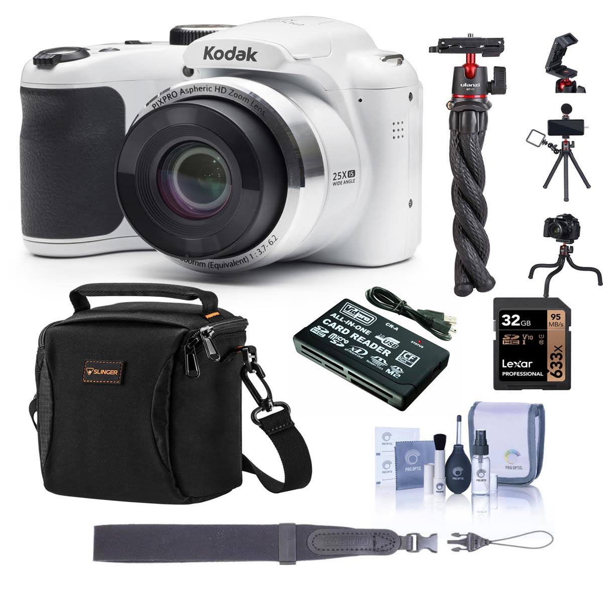 Kodak Pixpro Az252 16mp Point and Shoot Digital Camera, White W/Essentials Kit