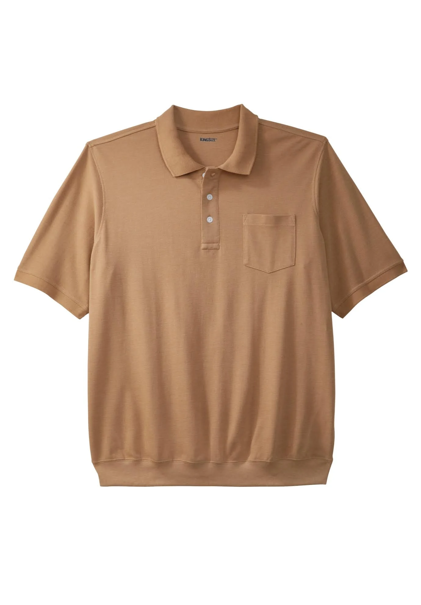 Men&s Big u0026 Tall Banded Bottom Pocket Pique Polo Shirt by KingSize in Heather Camel (Size 3XL)