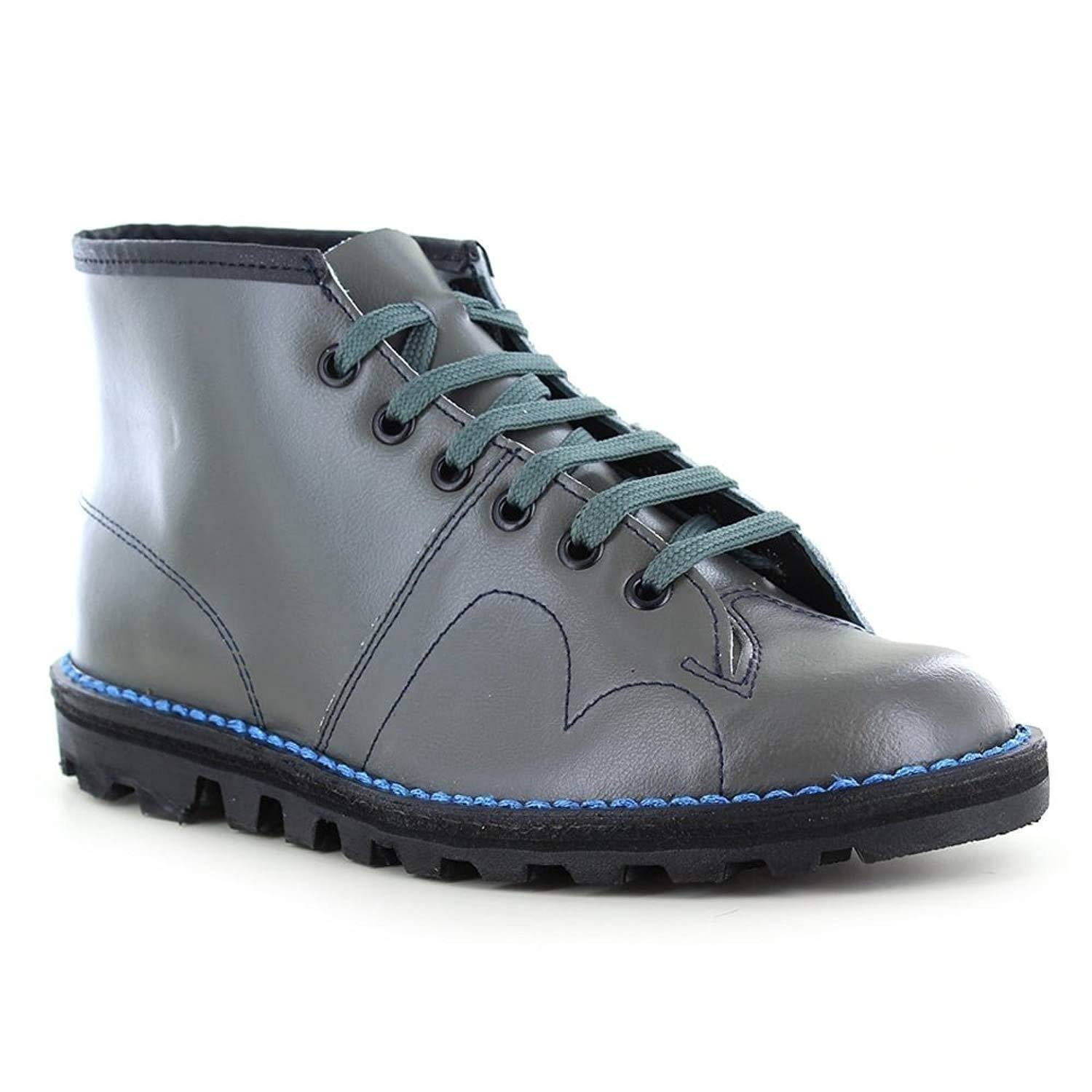 Grafters Unisex Original Leather Monkey Boots Grey: UK 11