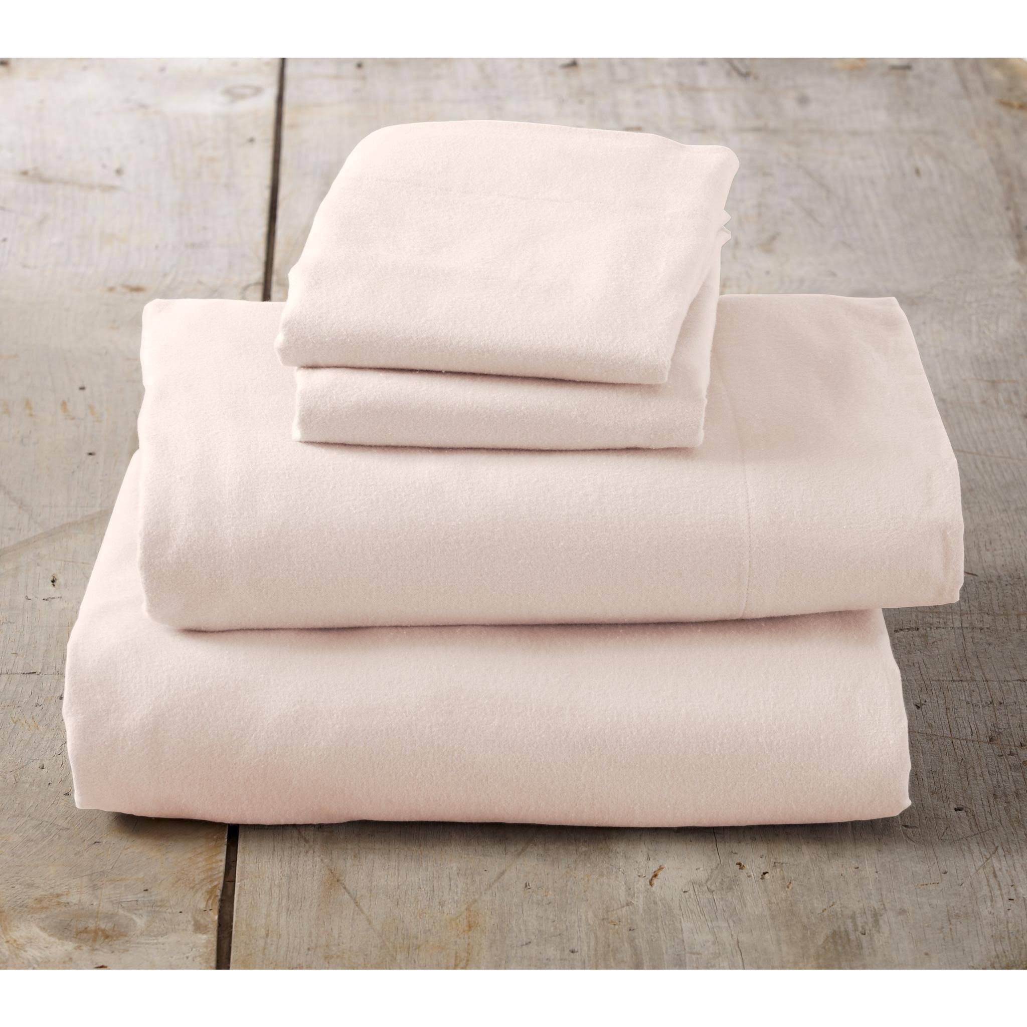 Great Bay Home 100% Cotton Solid Flannel Sheet Set King Blush Pink