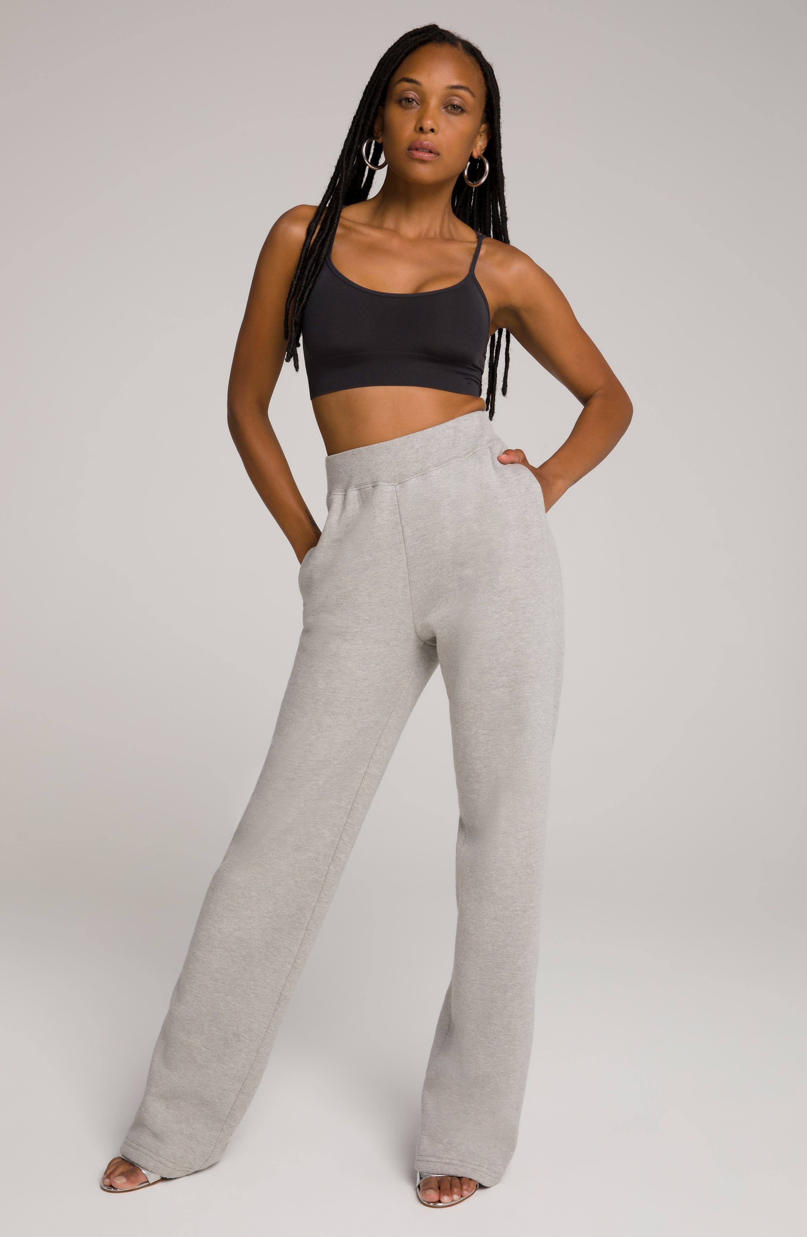 Women&s Good American Terry Fleece Wide Leg Sweatpants