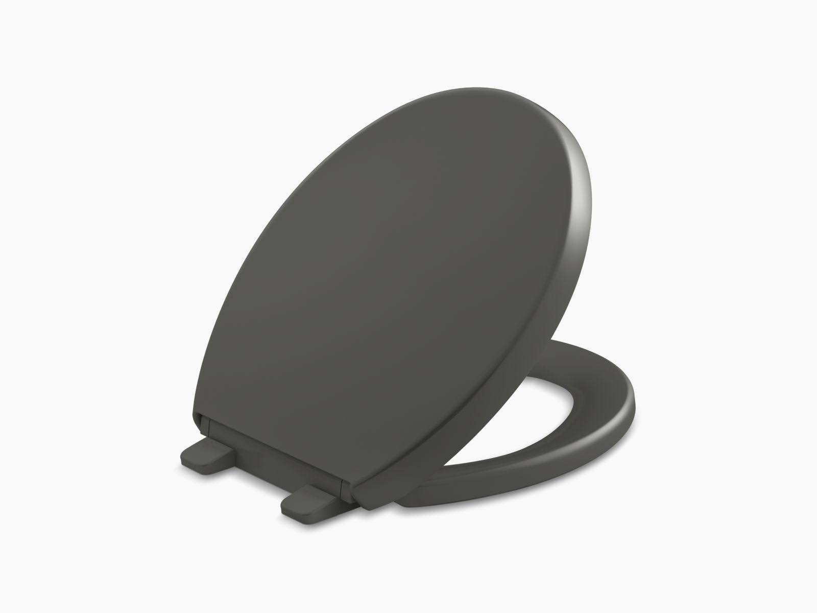 Kohler K-4009-58 Reveal Quiet-Close Round-Front Toilet Seat with Grip-Tight Bumpers Thunder Grey