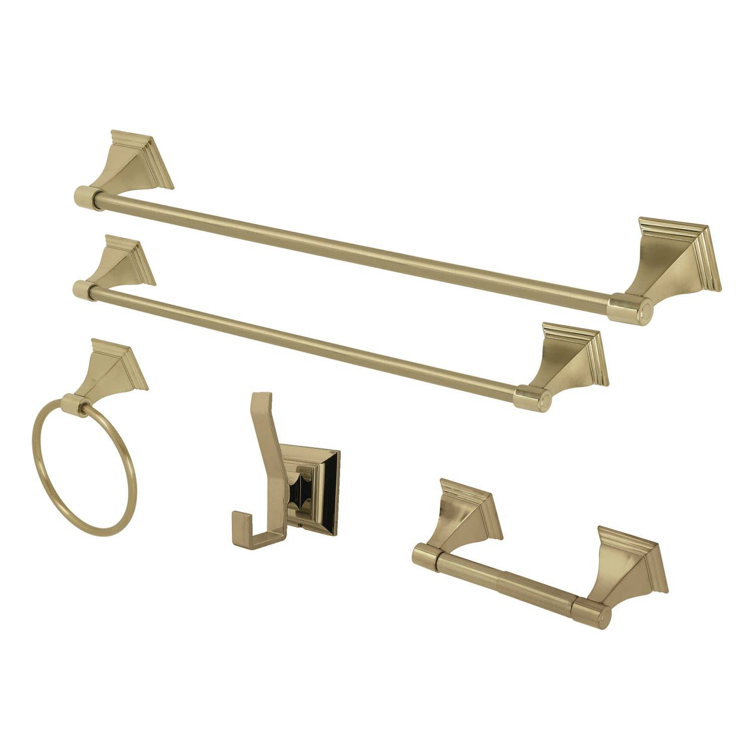 Kingston Brass BAHK61212478BB Monarch 5-Piece Bathroom Accessory Set, Brushed Brass