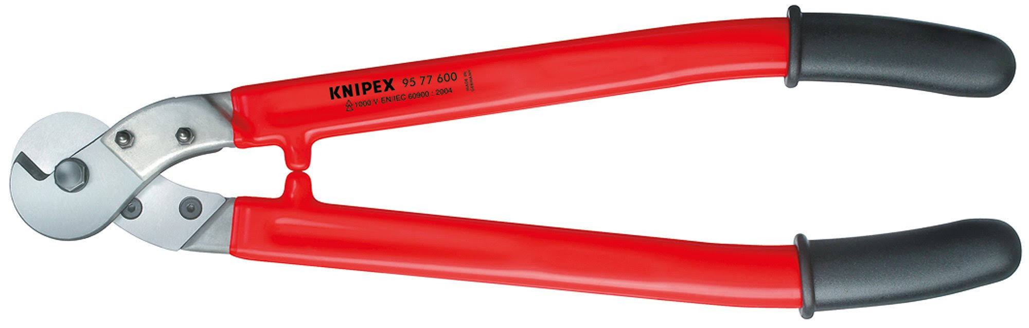 Knipex 95 77 600 Wire Rope and ACSR-Cable Cutters 23,62x22 with Dipped Insulation