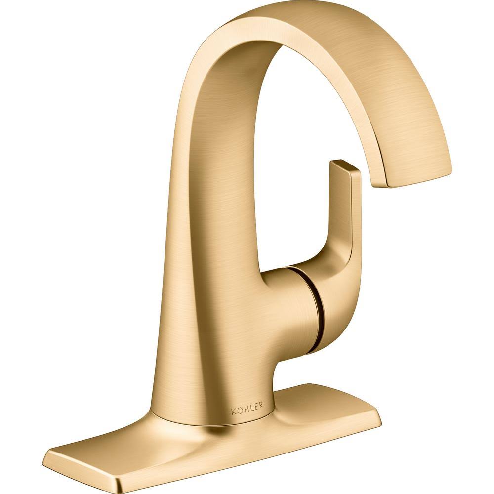Kohler Cursiva Single Hole Single-Handle Bathroom Faucet in Vibrant Brushed Moderne Brass