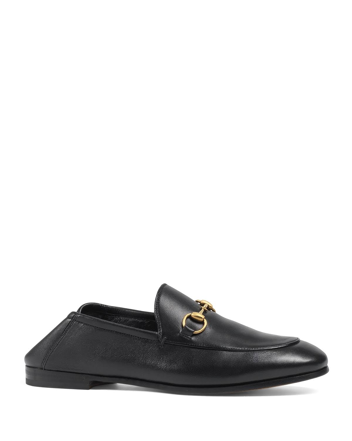 Gucci Brixton Leather Horsebit Loafers, Black, Women&s, 37eu
