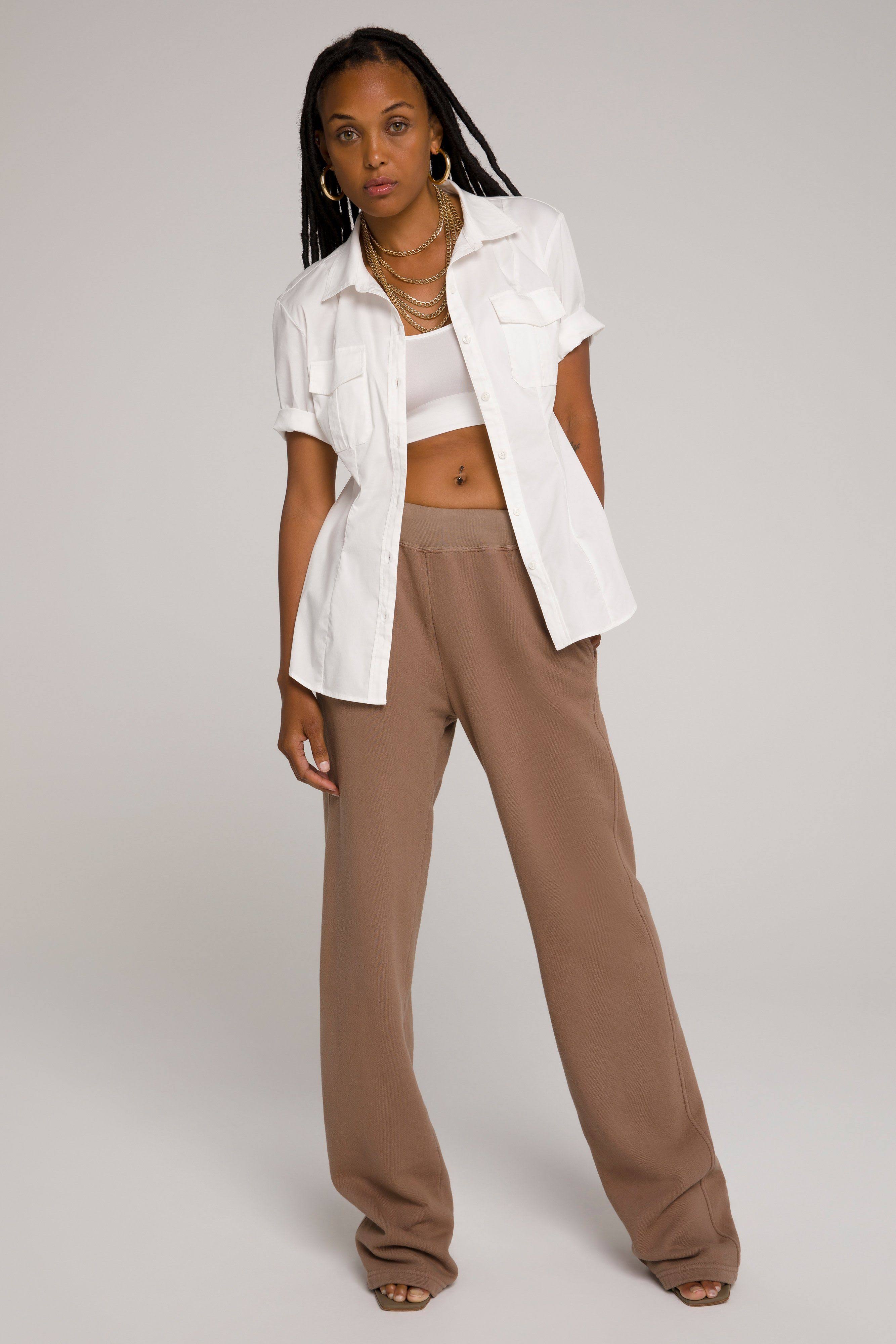 Women&s Good American Terry Fleece Wide Leg Sweatpants