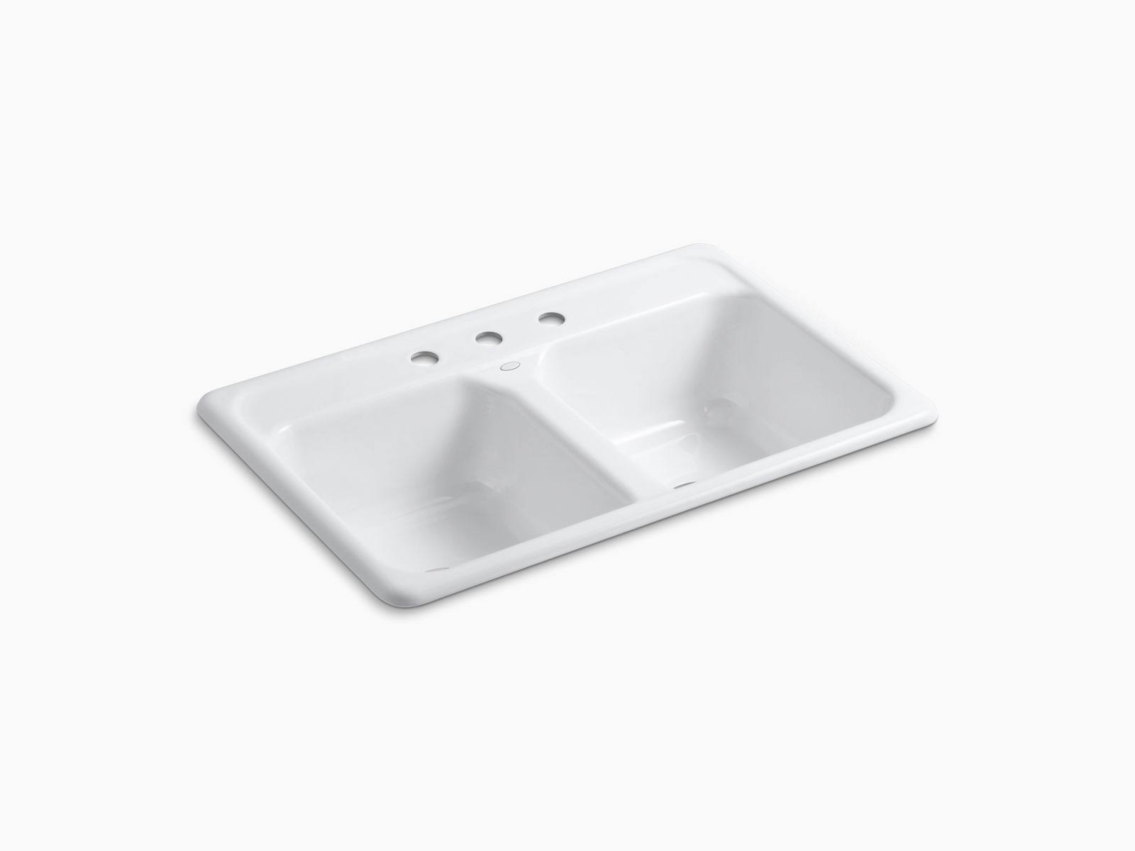 Kohler K-5817-3-0 Delafield Kitchen Sink White