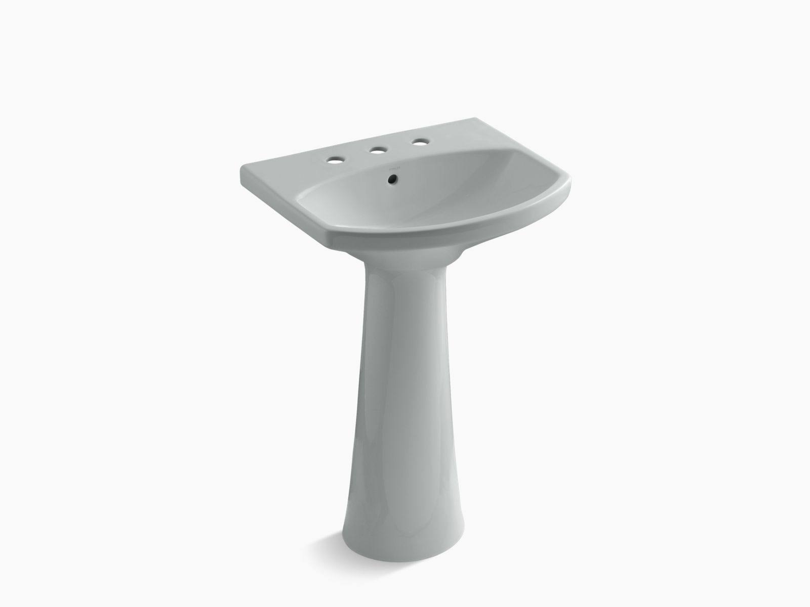 Kohler 2362-8-95 Cimarron Pedestal Bathroom Sink with 8x22 Widespread Faucet Holes - Ice Grey