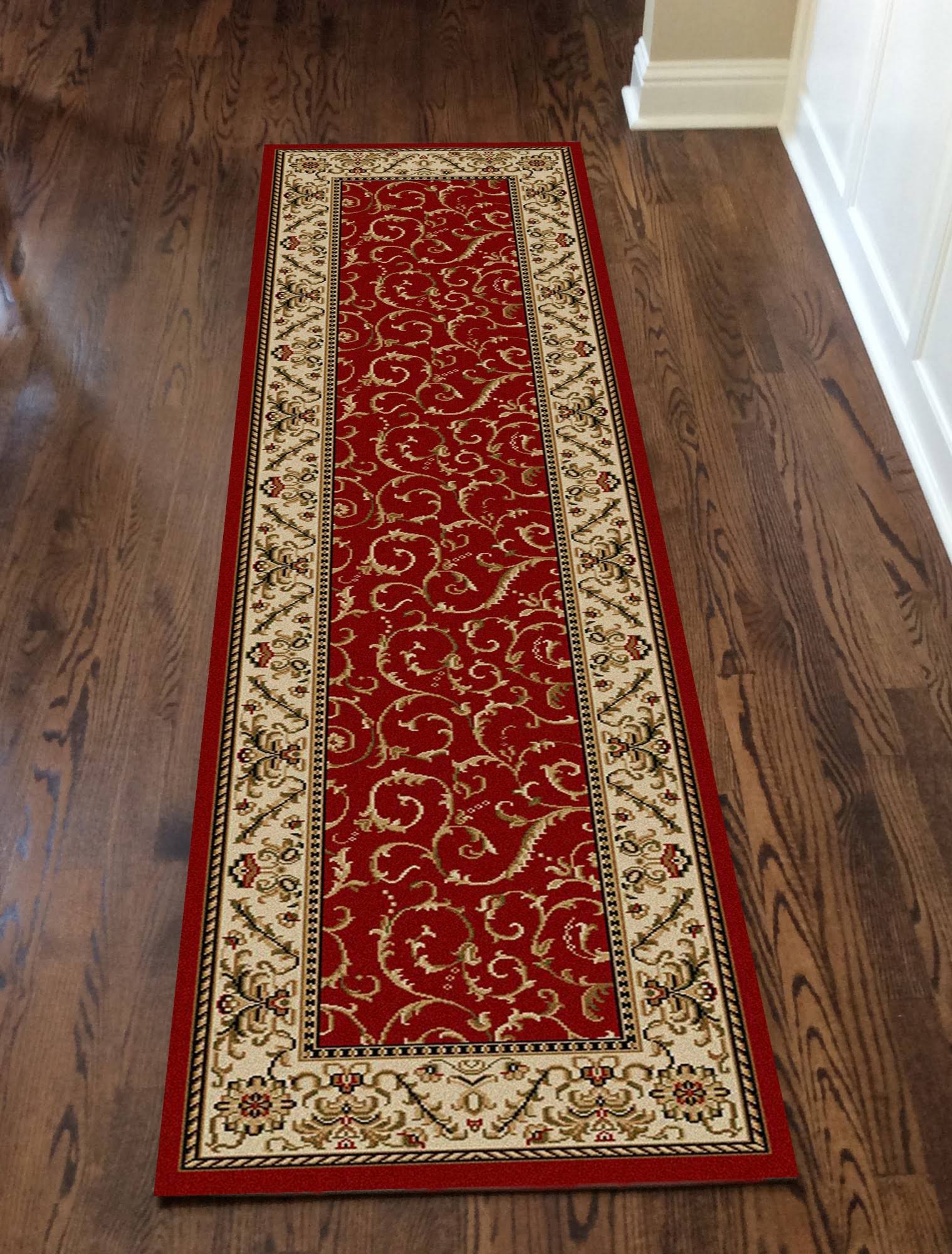 Origins 2&2x22 x 14&0x22 Red Cagliari Scroll Runner Area Rug