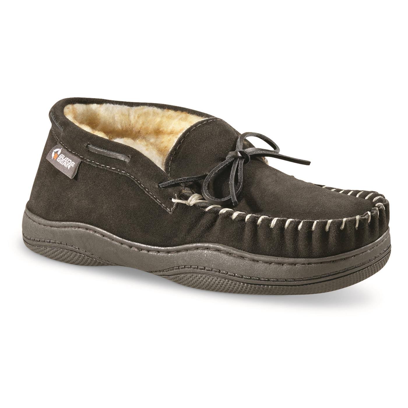 Guide Gear Men&s Suede Chukka Moccasin Slippers, 7D, Grey