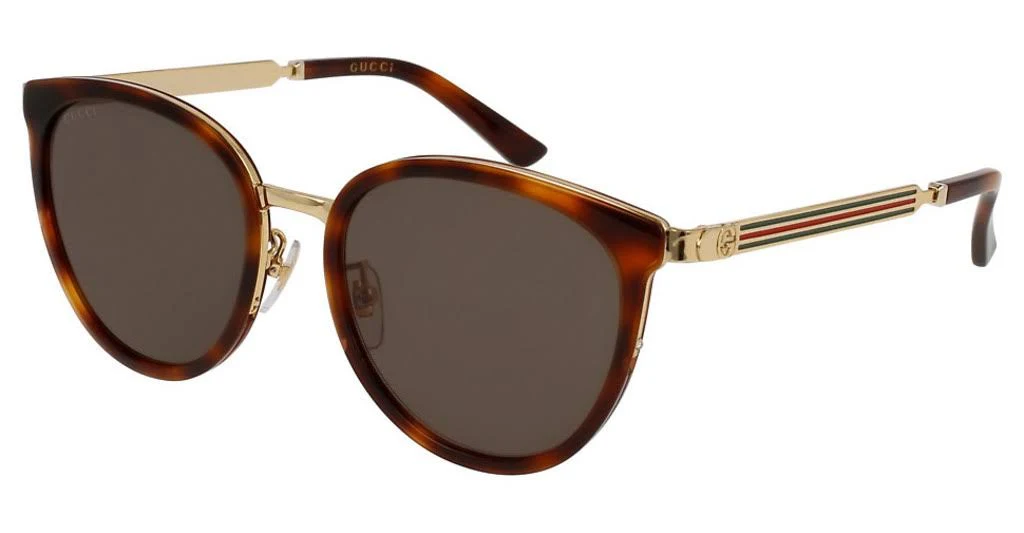 Gucci GG0077SK 004 Havana Oval Sunglasses