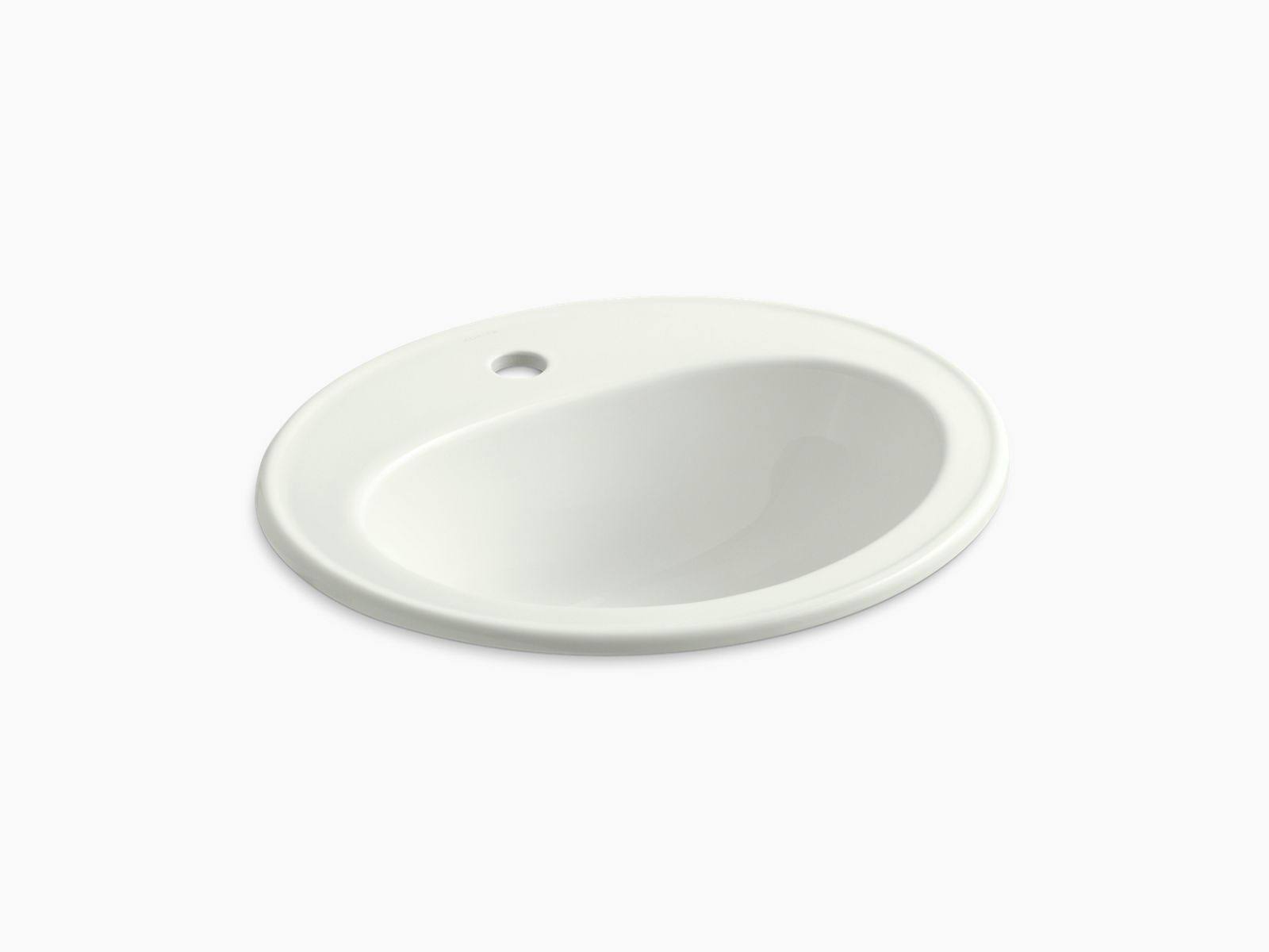 KOHLER K-2196-1-NY Pennington Drop-In Bathroom Sink with Single Faucet Hole, Dune