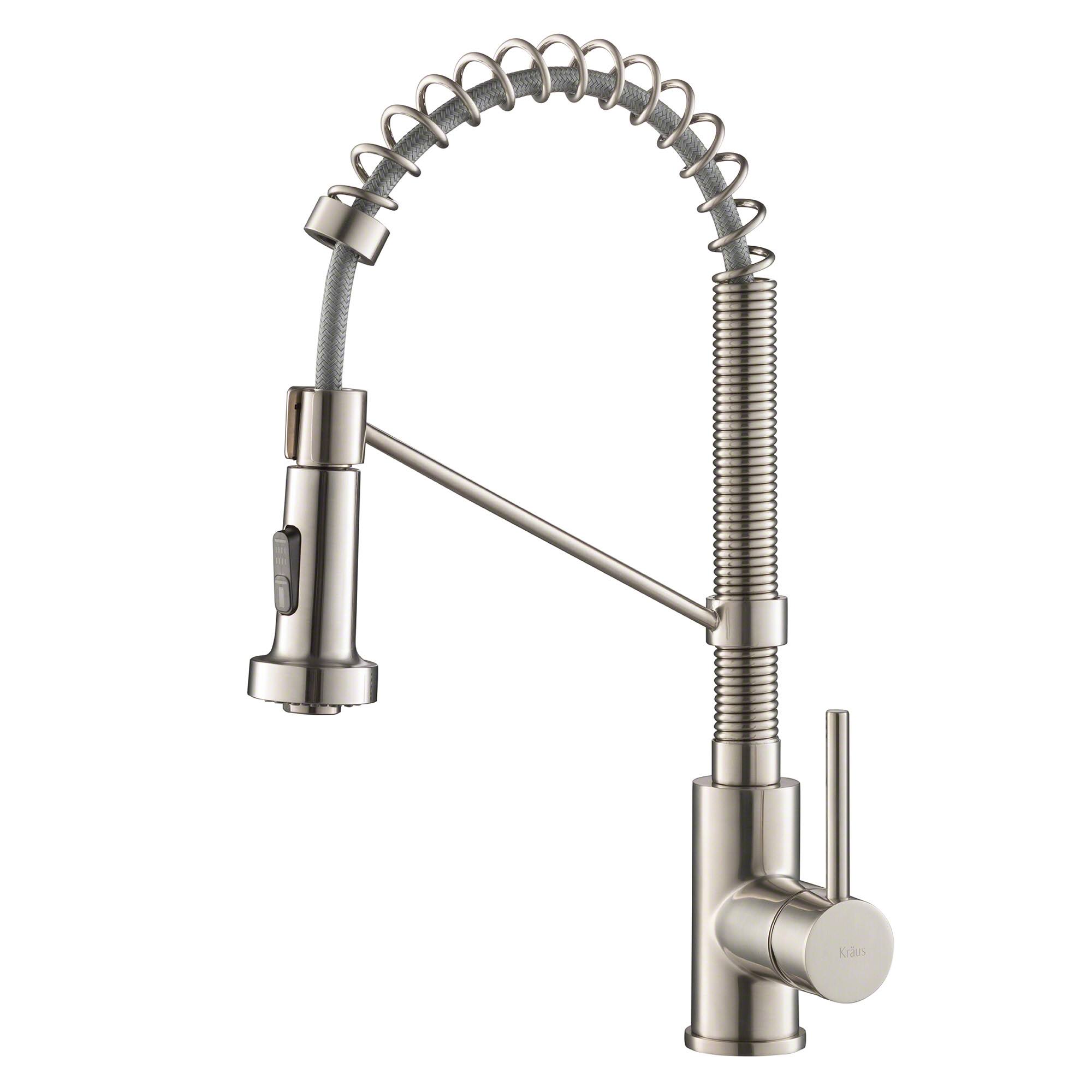 Kraus Bolden Single Handle 18-inch Commercial Kitchen Faucet with Dual Function Pull-Down Sprayhead - Stainless Steel
