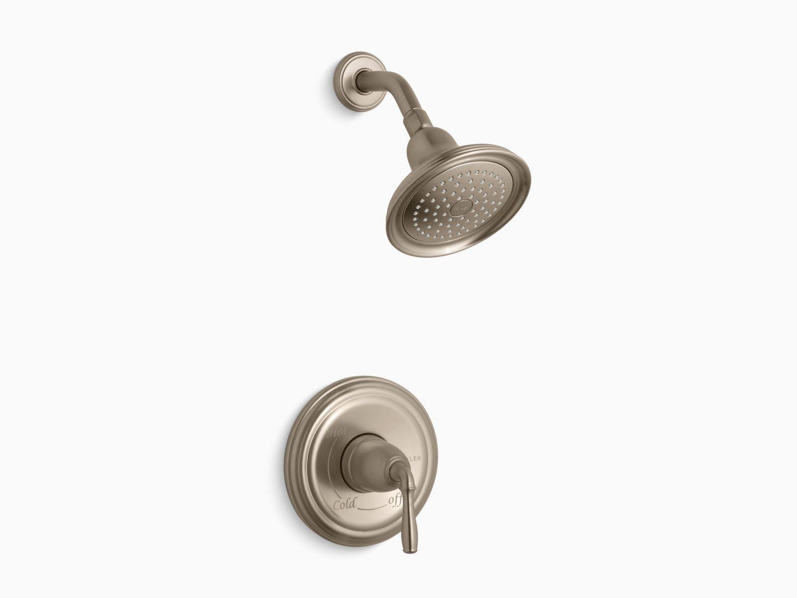 Kohler TS396-4-BV Devonshire Rite-Temp Shower Valve Trim with Lever Handle and 2.5 GPM Showerhead , Vibrant Brushed Bronze