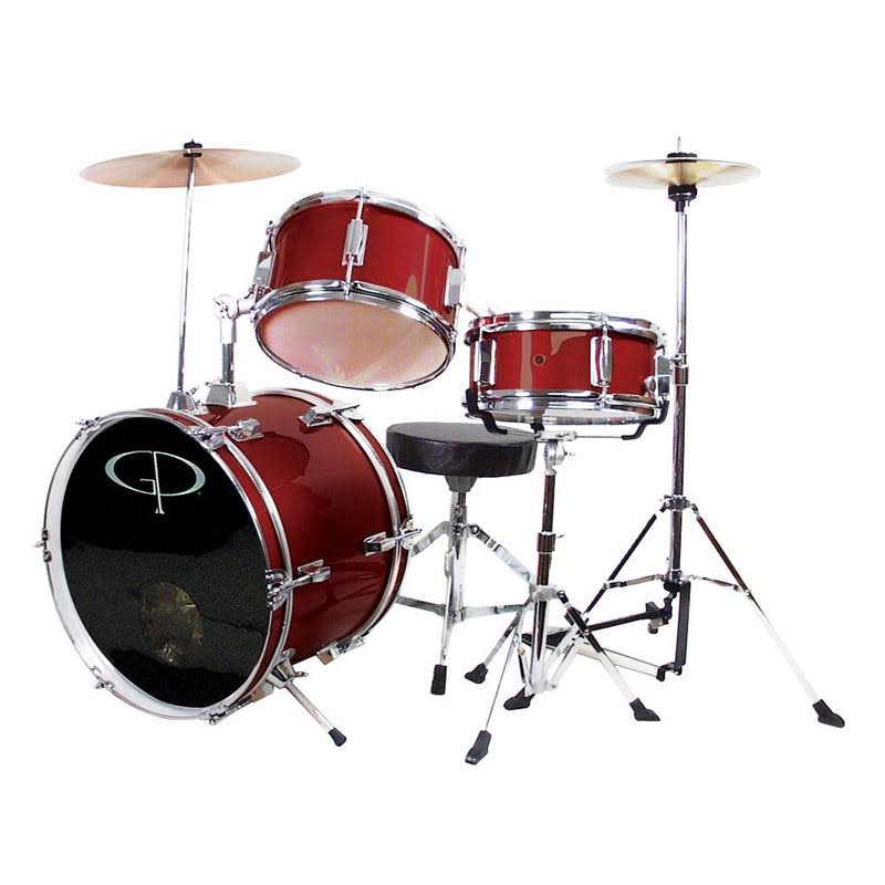GP Percussion GP50WR Complete Junior Drum Set - 3 Piece - Wine Red