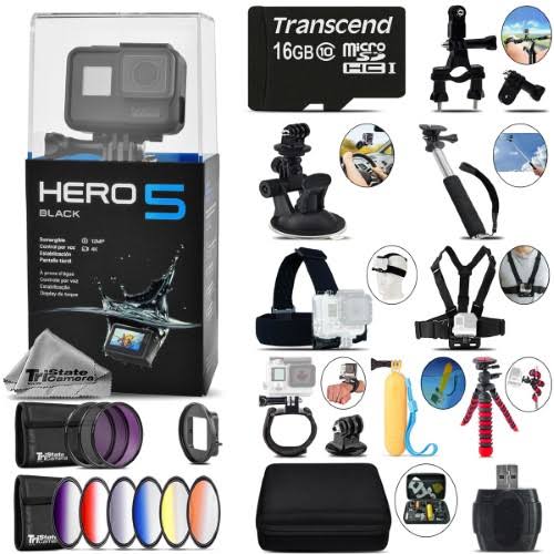 TriStateCamera GoPro Hero5 Black 4K Ultra HD Camera + 9pc Filter Kit Set & More! - 16GB Kit
