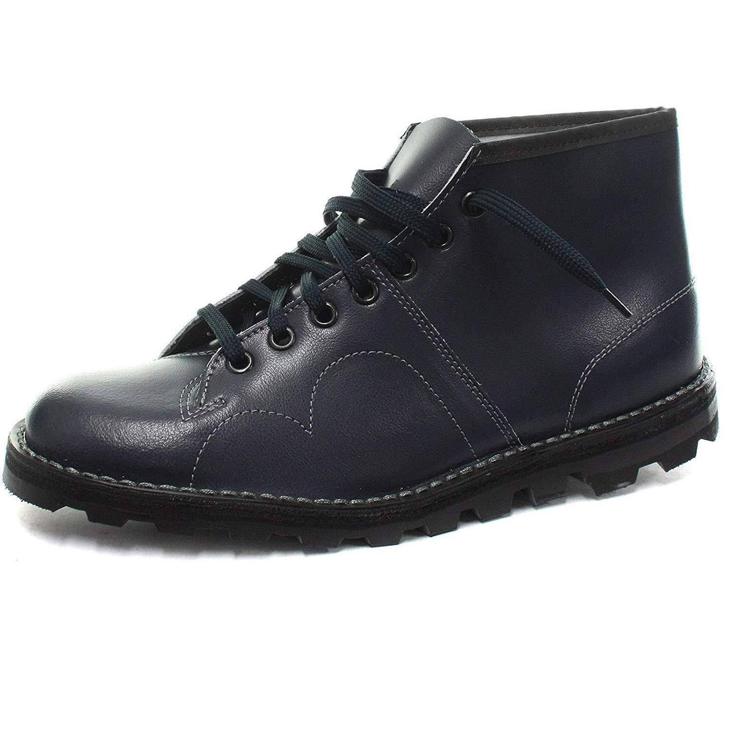 Grafters Unisex Original Leather Monkey Boots Navy: UK 9