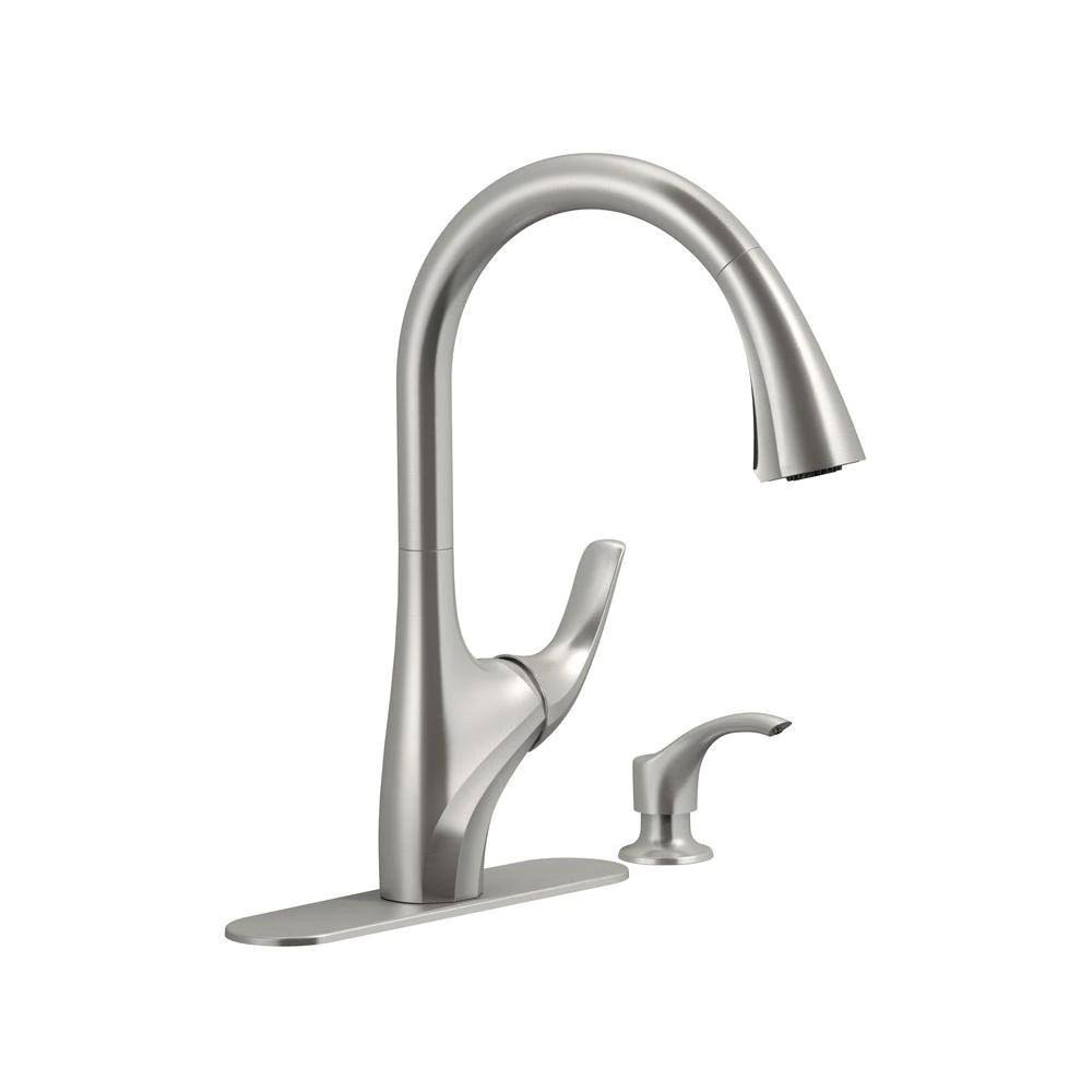 Kohler K-R18594-SD-VS Trielle Single-Handle Pull-Down Sprayer Kitchen Faucet in Vibrant Stainless