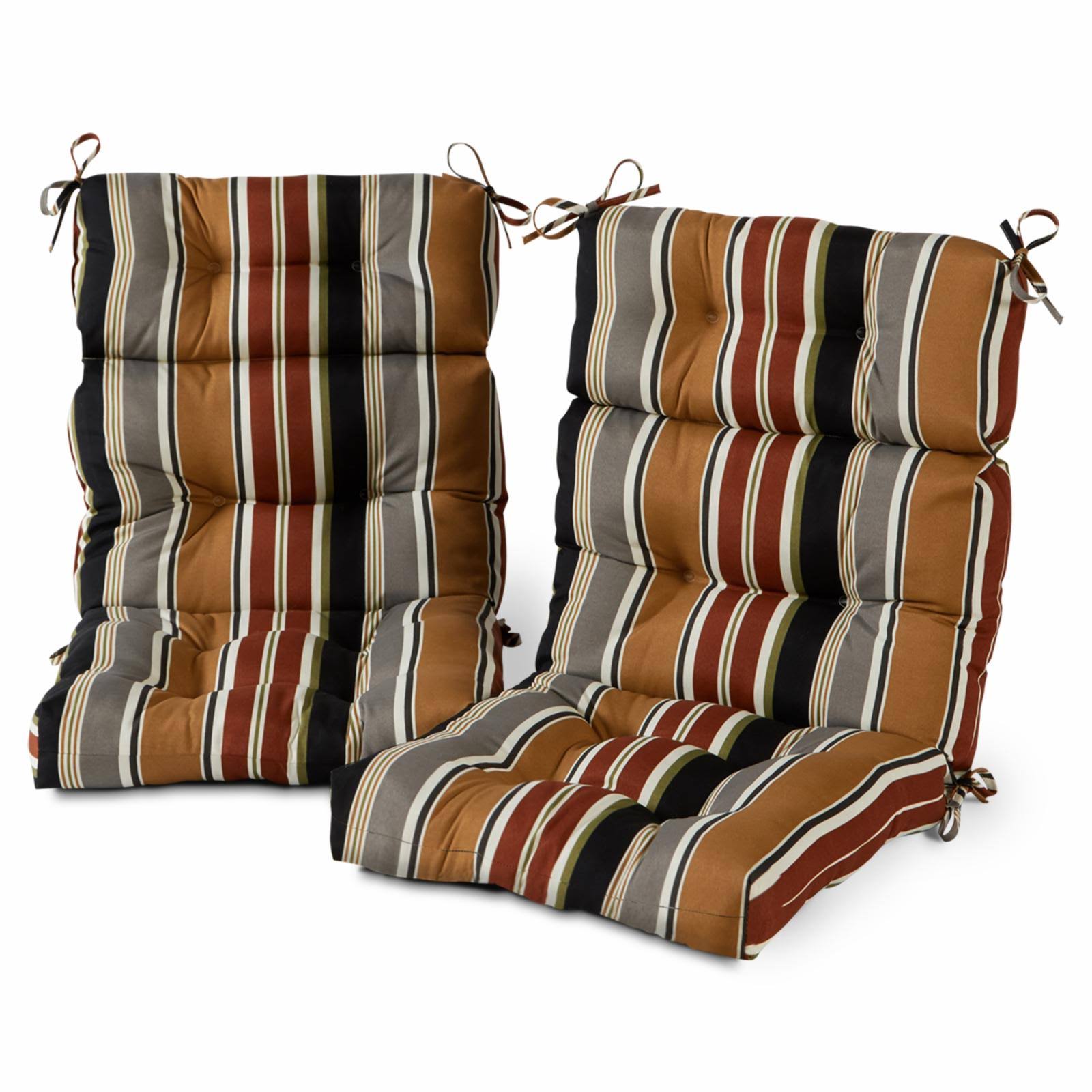 Greendale Home Fashions 44 x 22 in. Outdoor High Back Chair Cushion - Set of 2 Brick Stripe