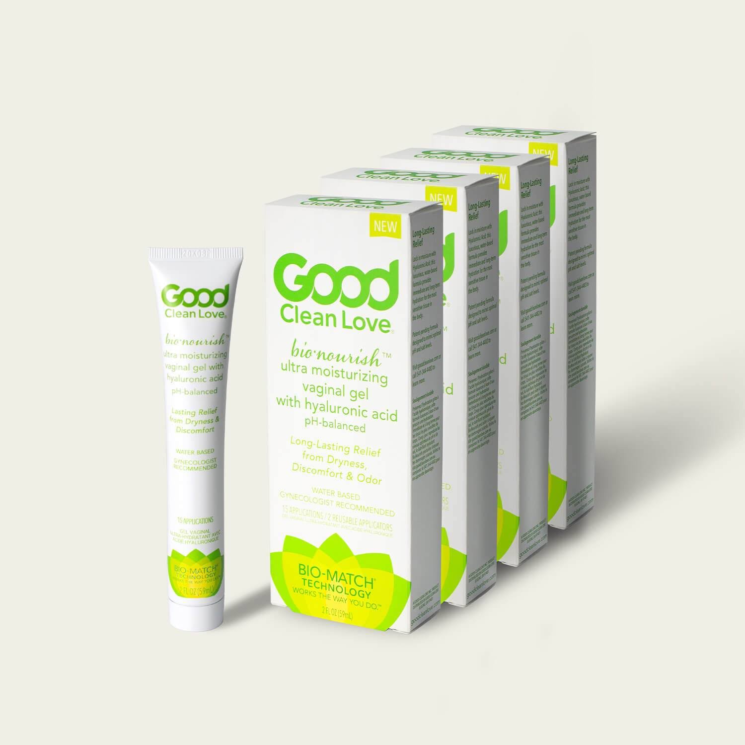 BioNourish Ultra Moisturizing Vaginal Gel with Hyaluronic Acid | Good Clean Love 4 Pack