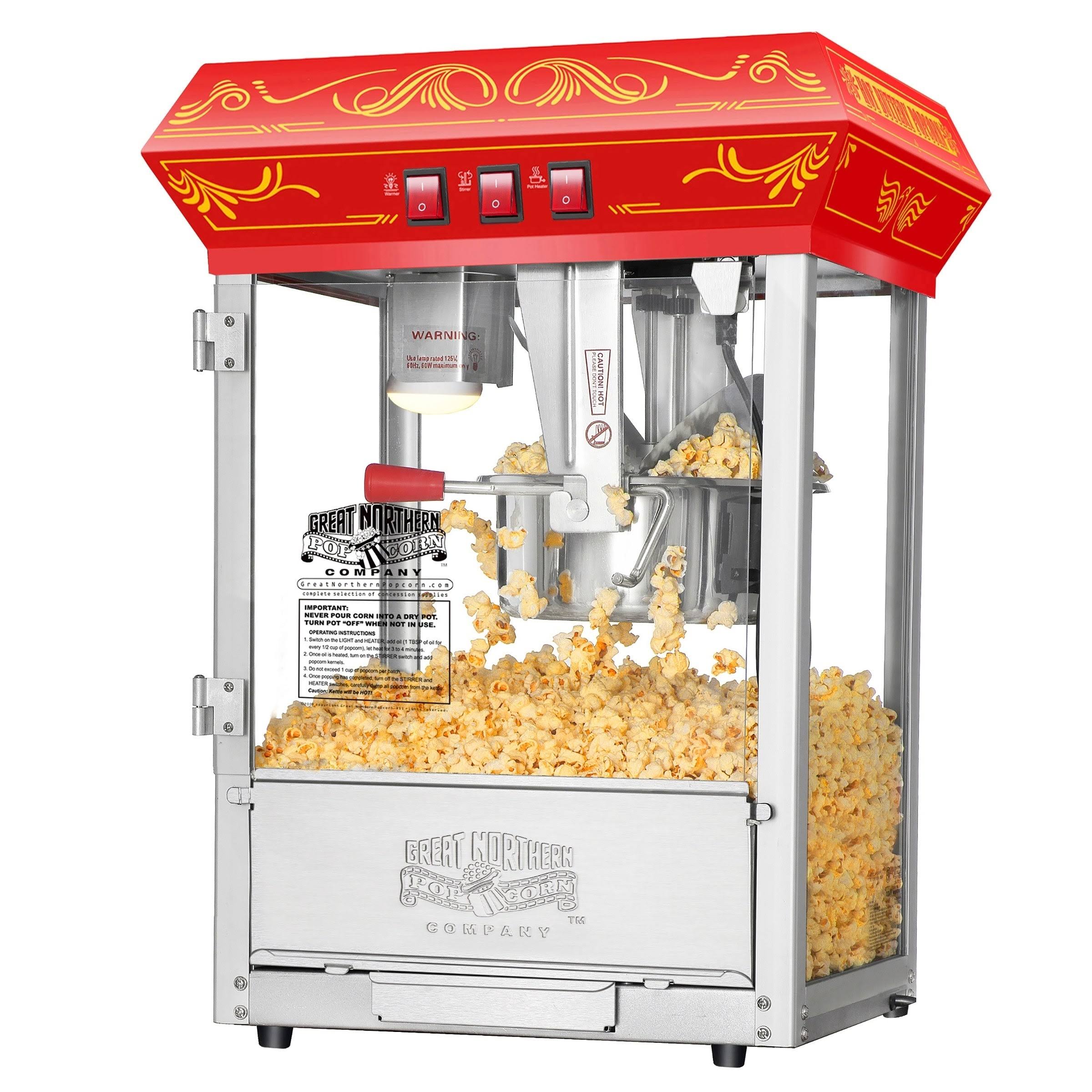 Great Northern Popcorn Good Time Popcorn Machine, Red, 8 oz