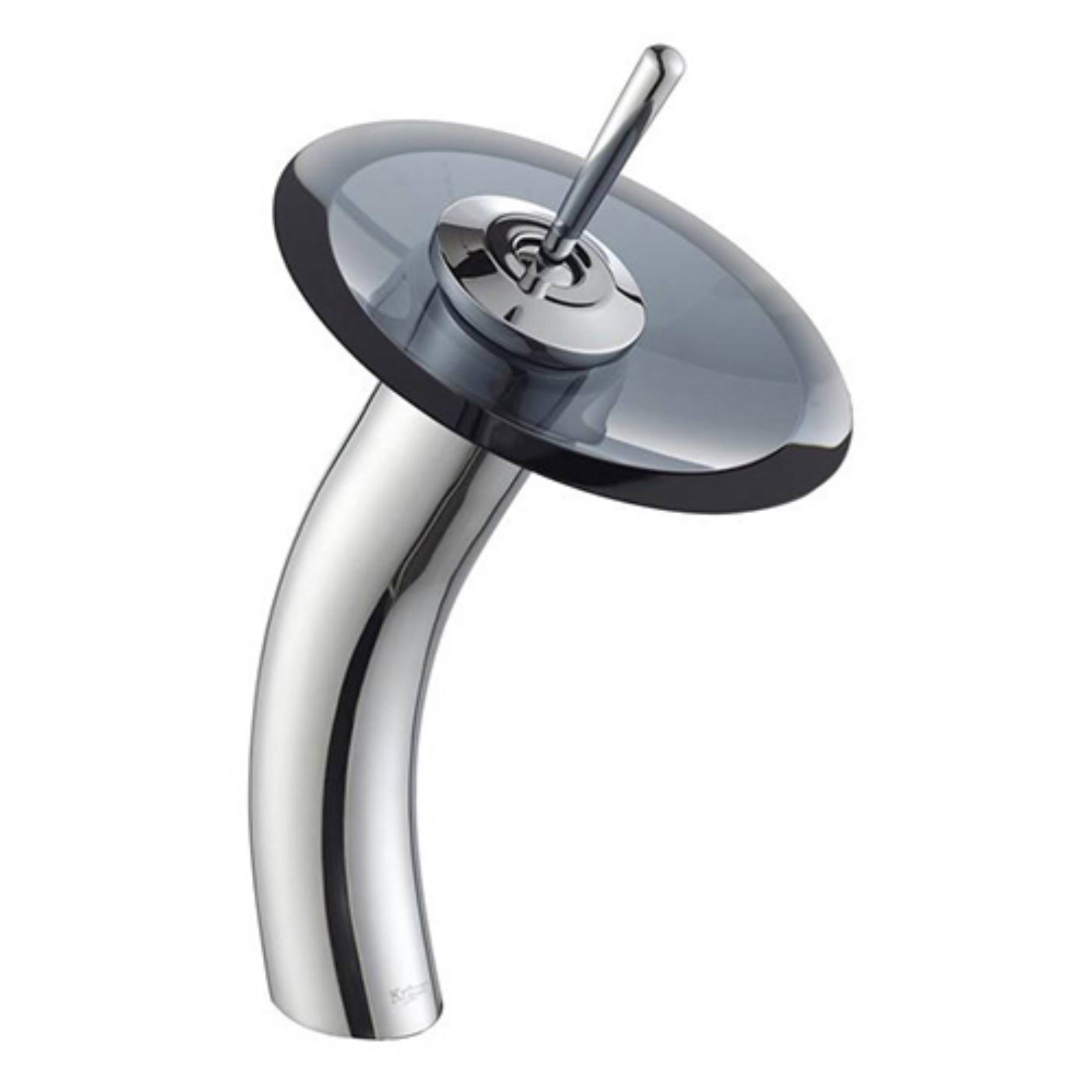 Kraus KGW-1700CH-BLCL Single Lever Vessel Glass Waterfall Bathroom Faucet Chrome
