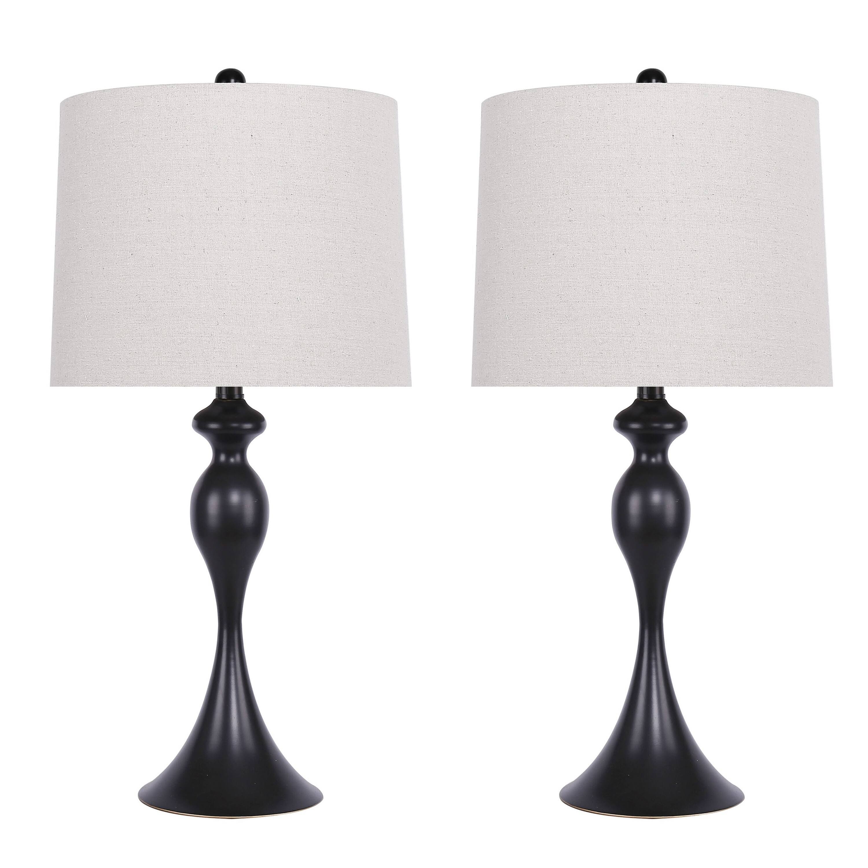 Grandview Gallery 27x22 Oil-Rubbed Bronze Metal Table Lamp Set Linen Drum Shades