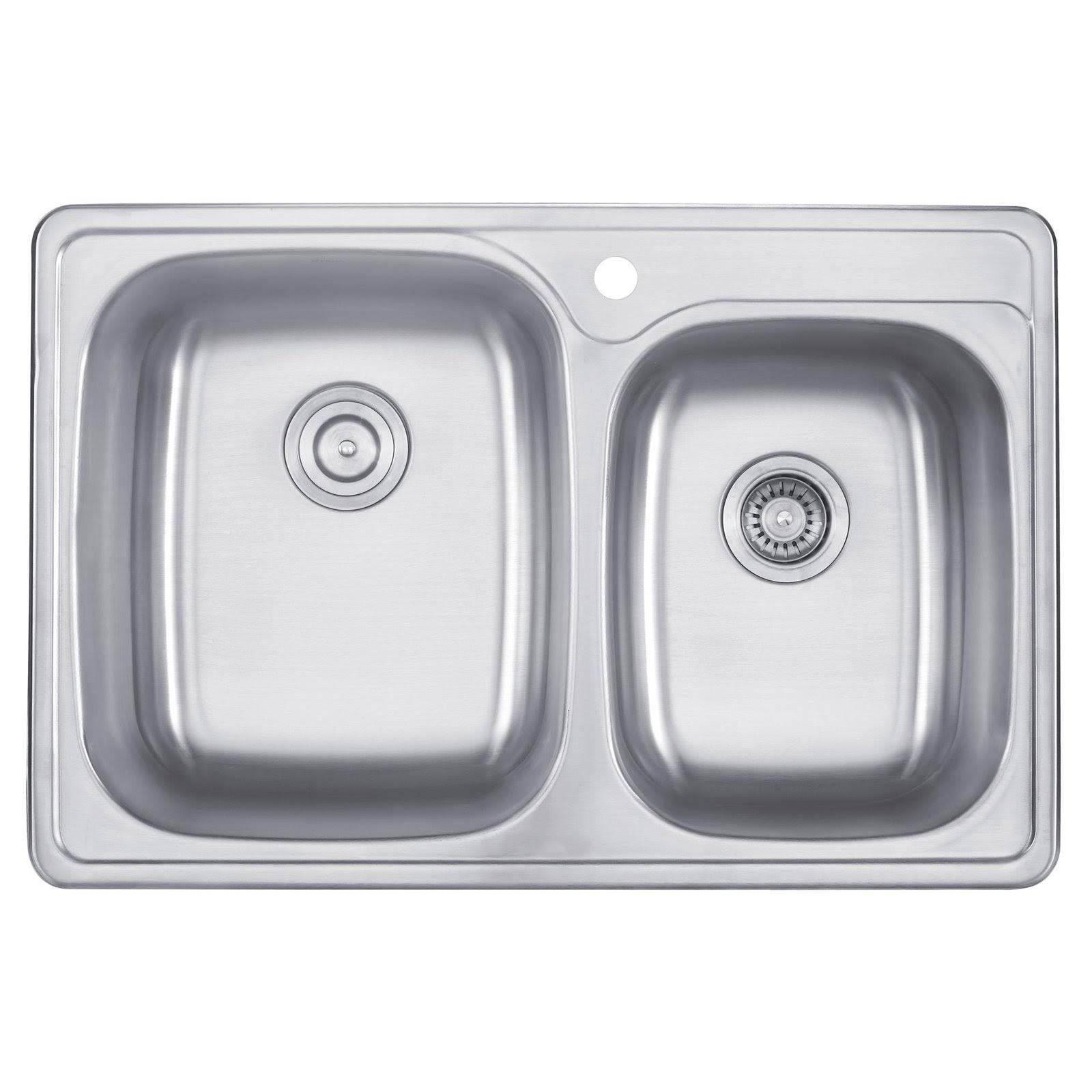 Kraus 33x22 Drop-In Double Bowl 60/40 Stainless Steel Kitchen Sink KTM32