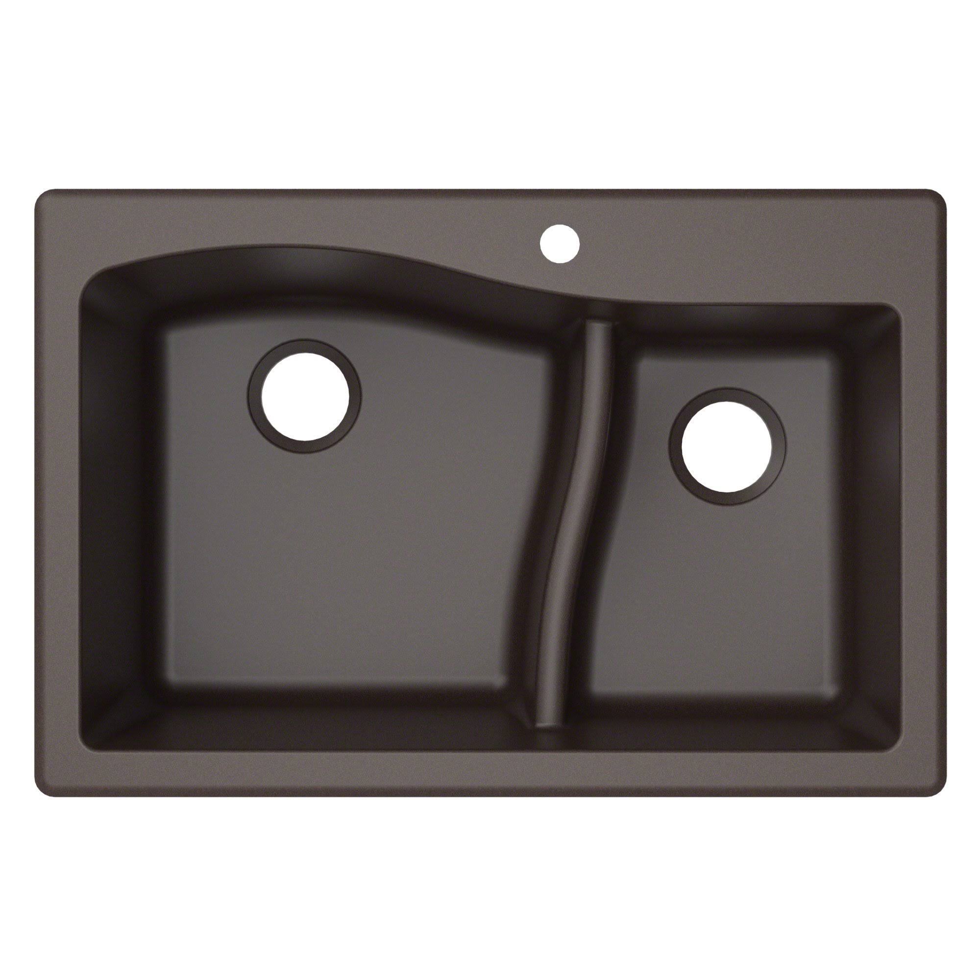 Kraus Quarza KGD-442BLACK Dual Mount 60/40 Double Bowl Granite Kitchen Sink - Black