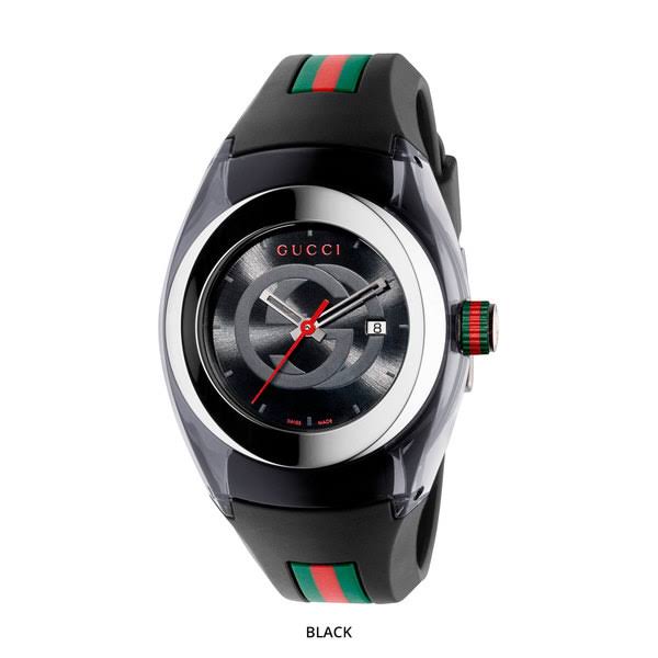 Gucci Unisex Blue Swiss Sync Striped Rubber Strap Watch, Adult Unisex, Size: One Size