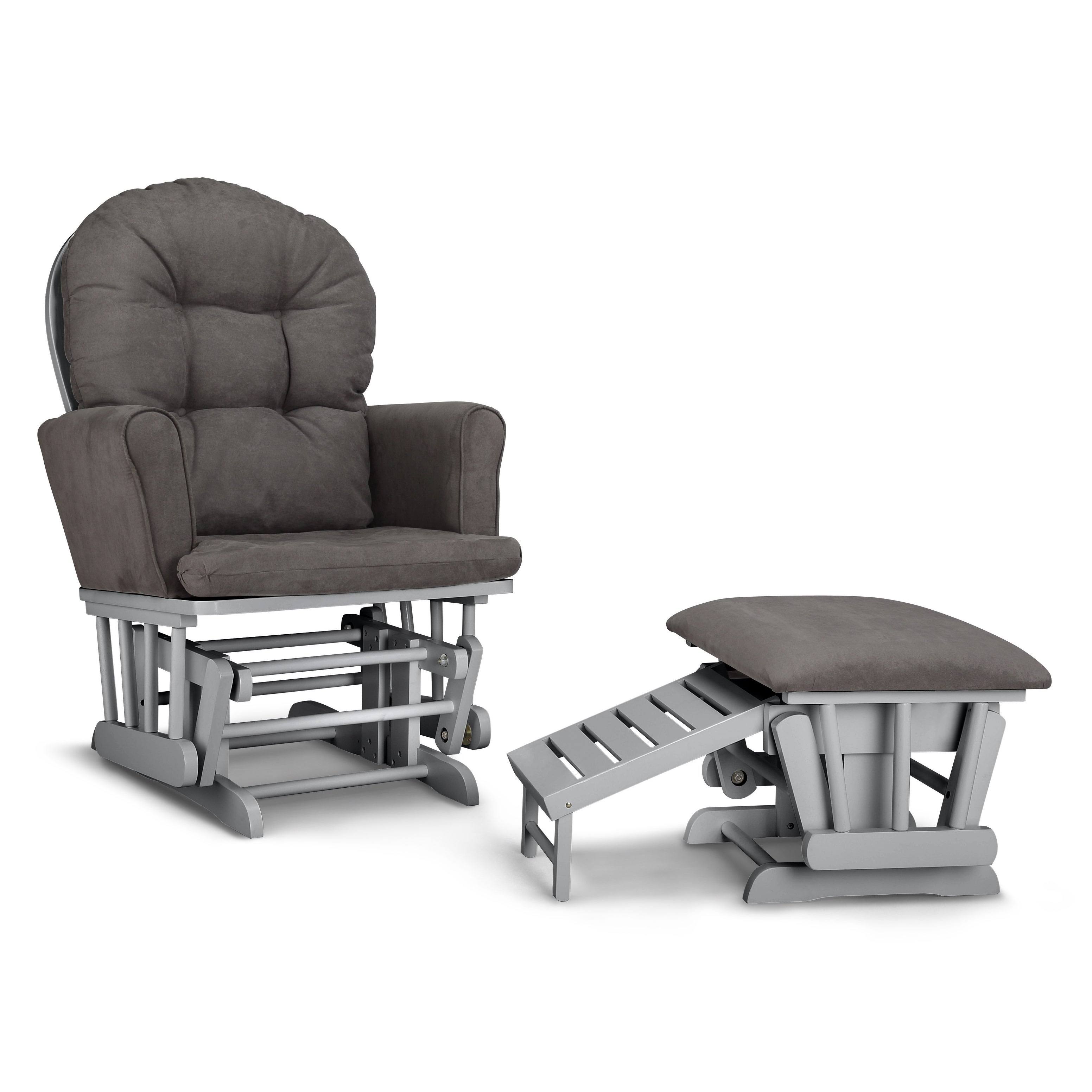 Graco Parker Semi-Upholstered Glider and Ottoman Set, Pebble Gray