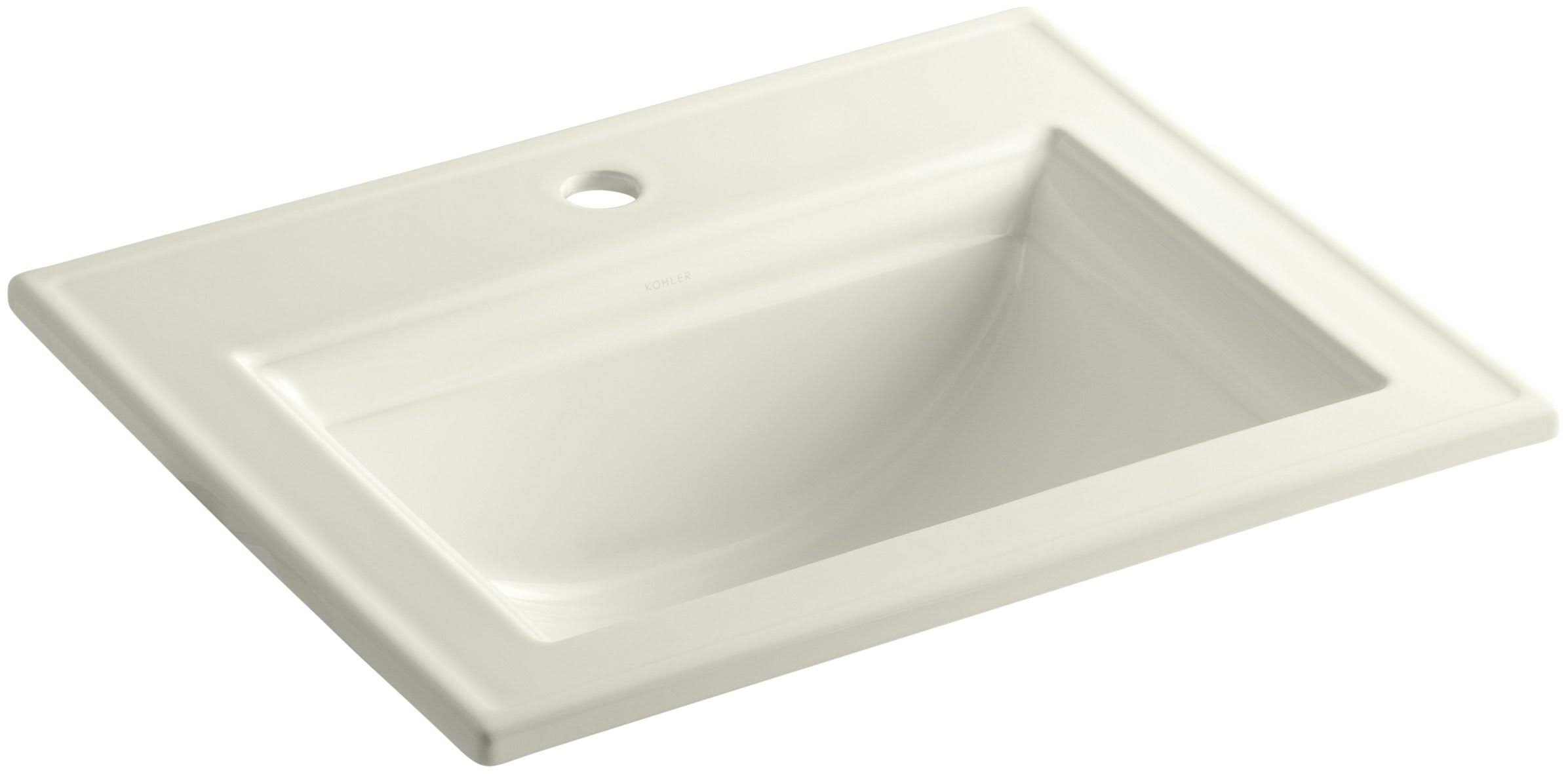 Kohler 2337-1-96 Memoirs Stately Drop-in Bathroom Sink with Single Faucet Hole - Biscuit