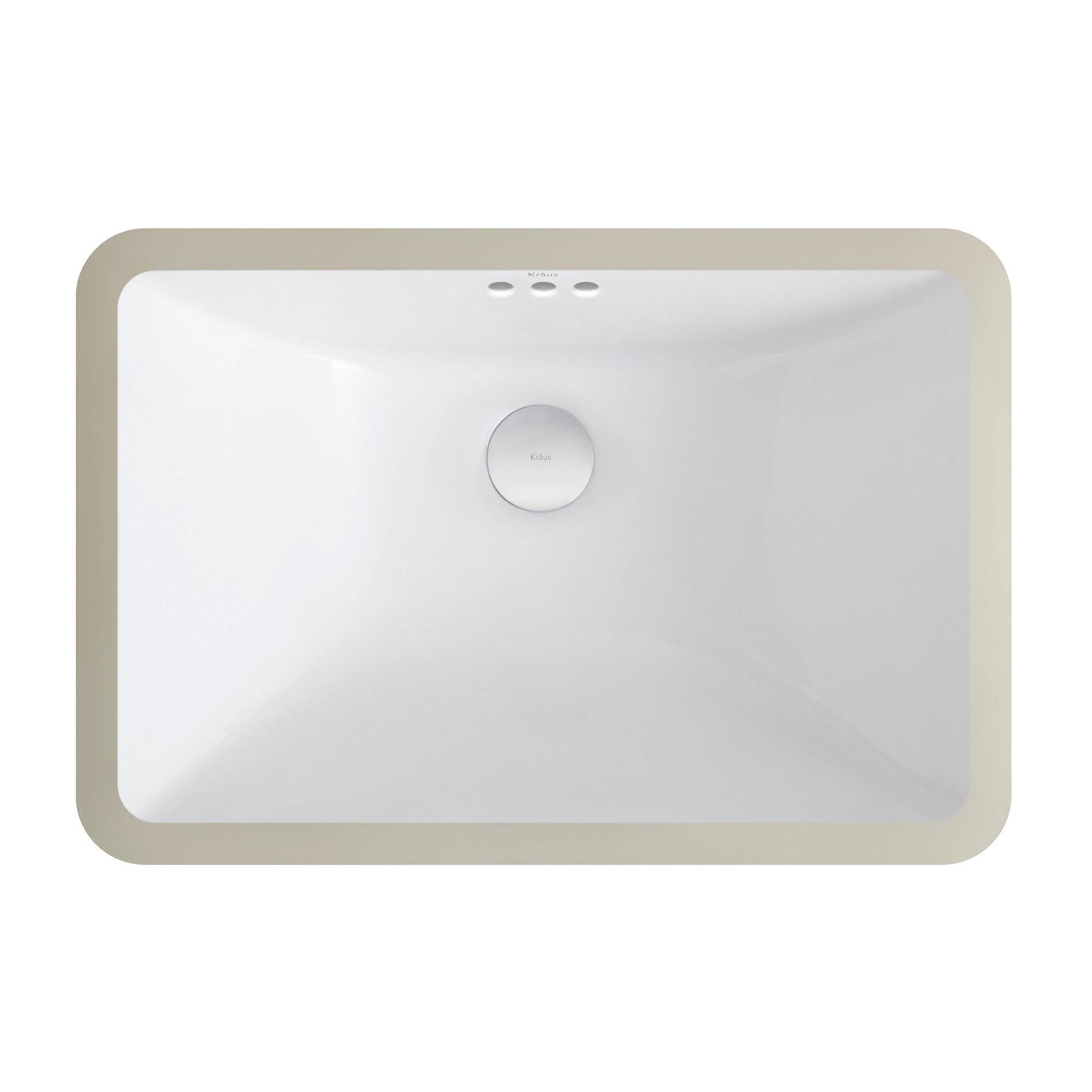 Kraus KCU-241 Elavo Ceramic Small Rectangular Undermount Bathroom Sink with Overflow, White