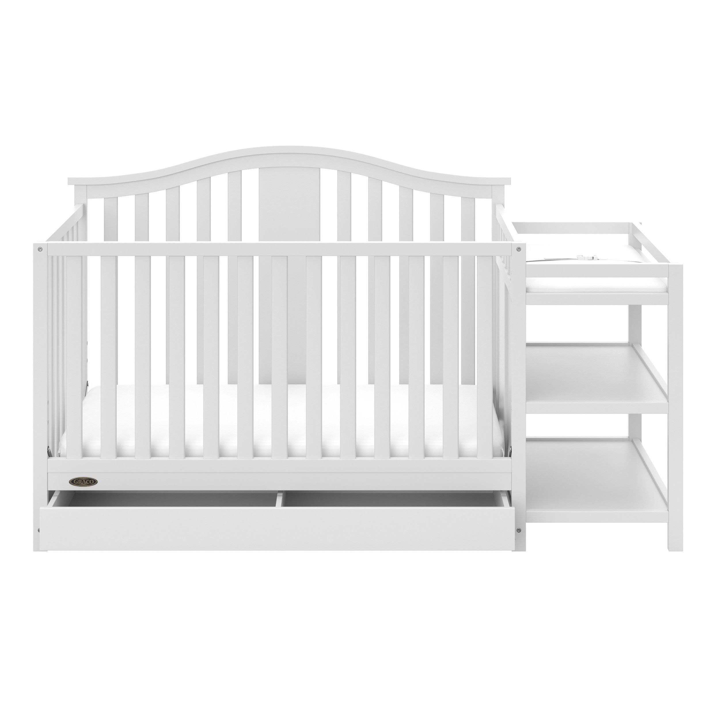 Graco Solano 4 in 1 Convertible Crib and Changer with Drawer - White