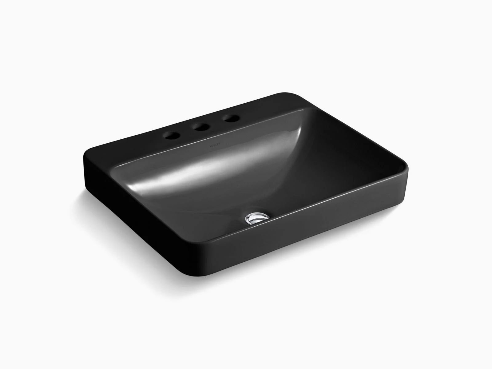 Kohler 2660-8-7 Vox Rectangle Vessel Bathroom Sink with Widespread Faucet Holes - Black Black