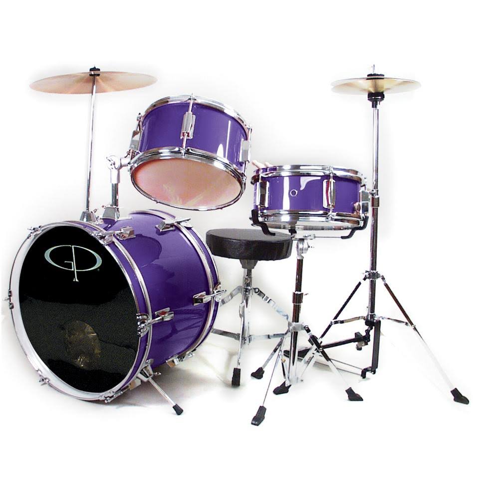 GP Percussion 3-Piece Complete Junior Drum Set, Purple