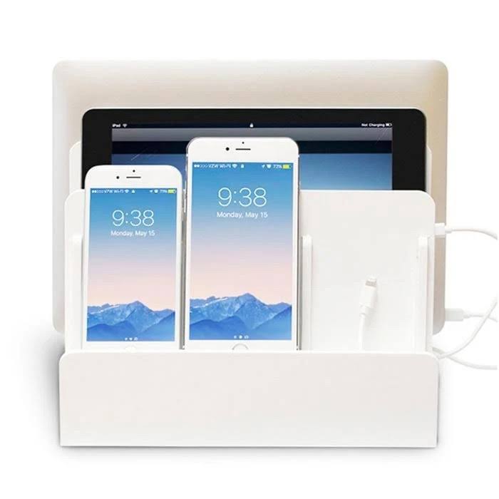 The Original Multi Charging Station Personalized, White Gloss / with 4 Port USB Power +$10.00