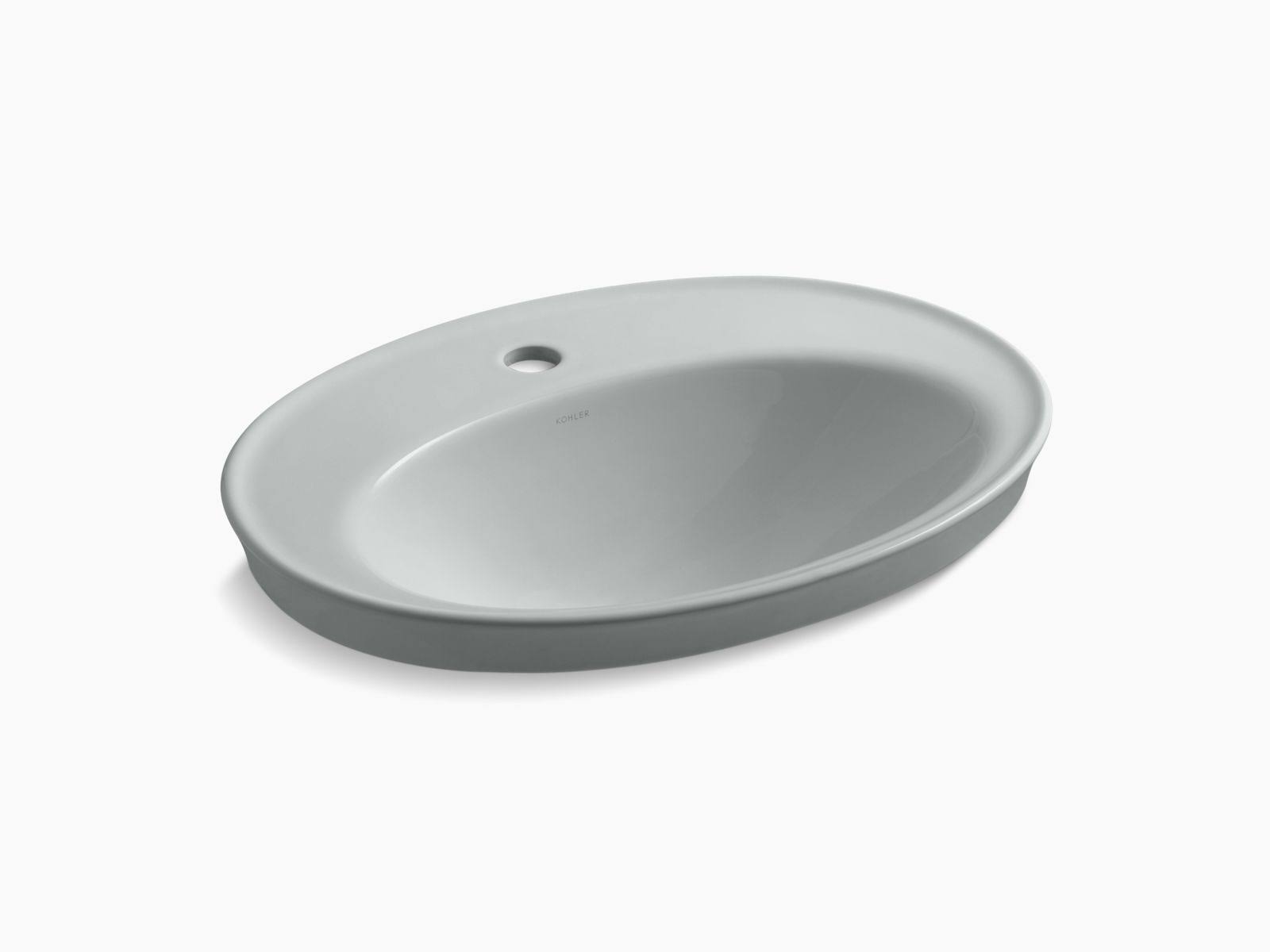 Kohler K-2075-1-95 Ice Grey Serif Drop-In Bathroom Sink with Single Faucet Hole