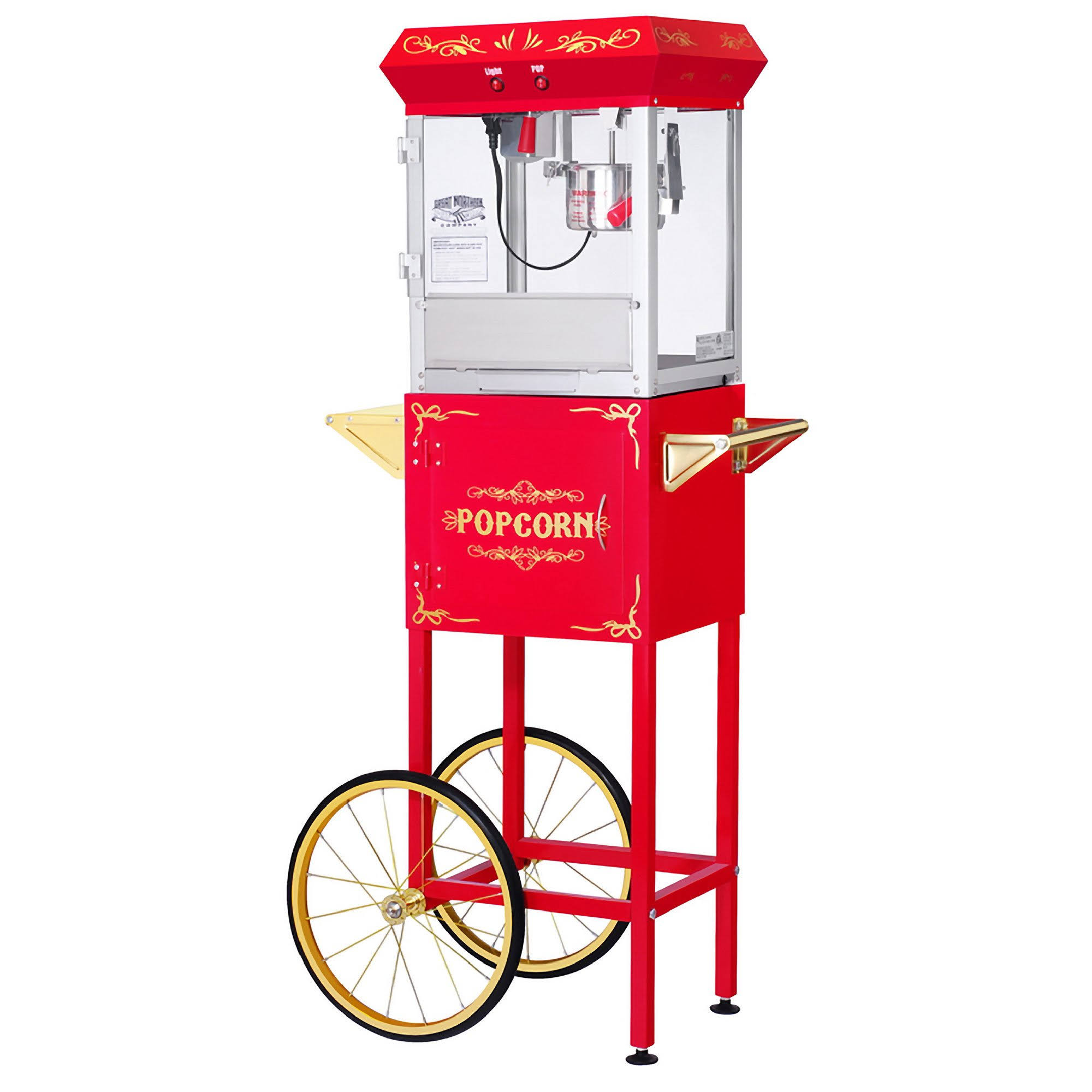 Great Northern Popcorn Red All Star Gnp-400 Popcorn Machine with Cart, 4 oz