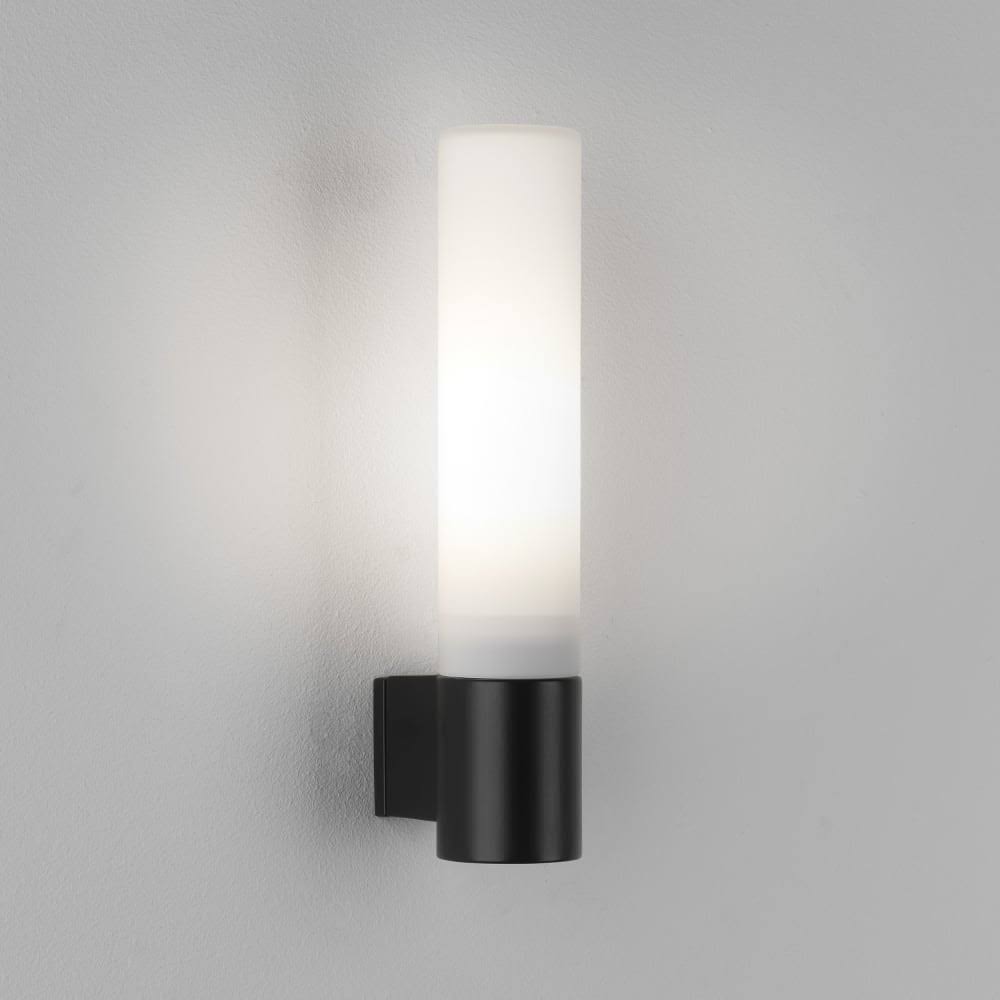 Bathroom Sconce Astro Bari Black Wall Light with Opal Tube 1047006