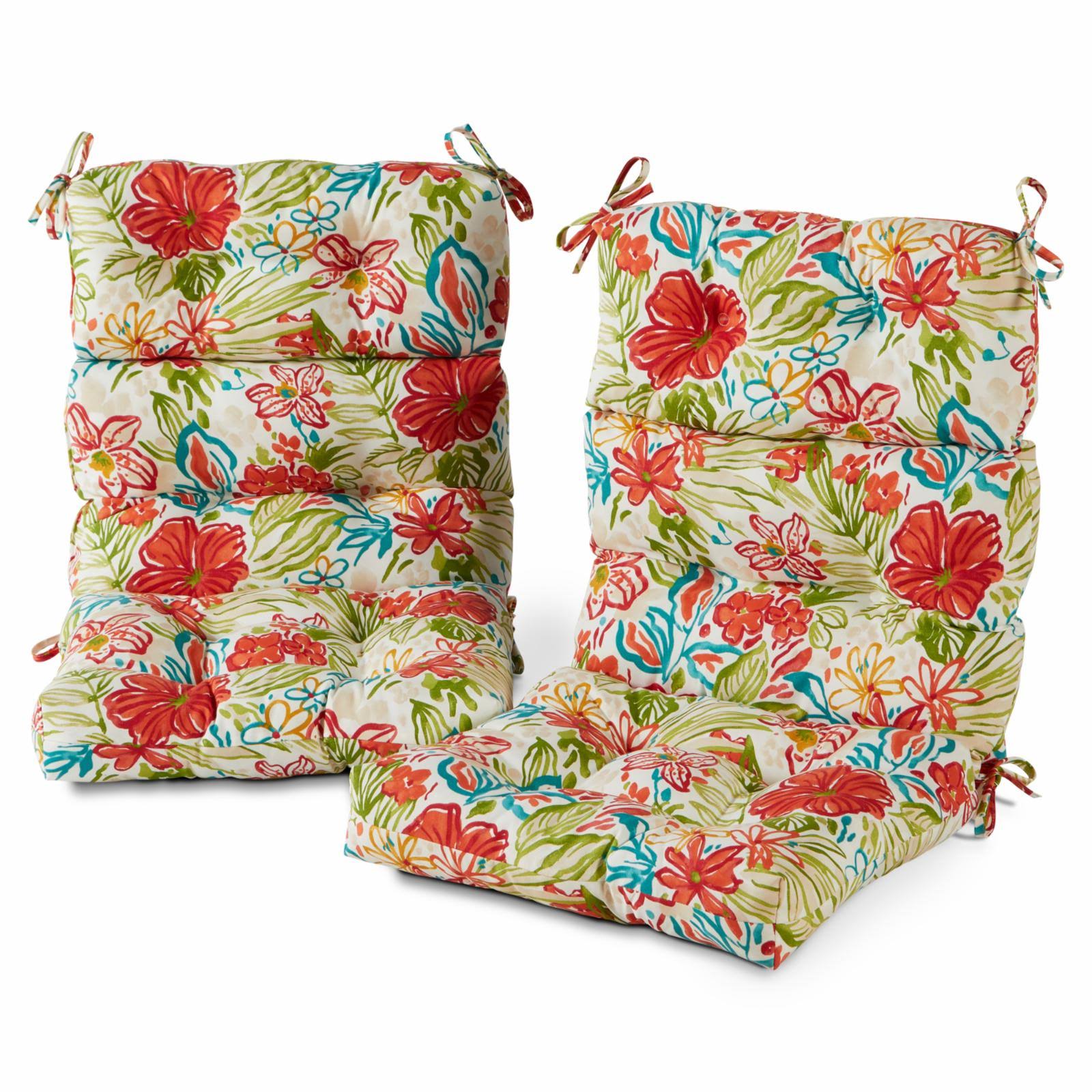 Greendale Home Fashions 44 x 22 in. Outdoor High Back Chair Cushion - Set of 2 Breeze Floral