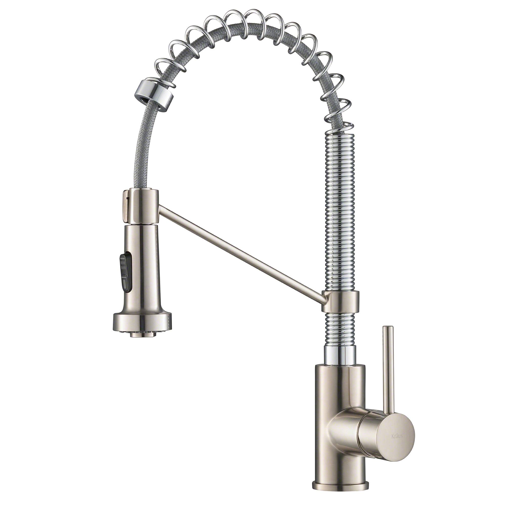 Kraus KPF-1610SSCH Bolden Single Handle 18x22 Commercial Kitchen Faucet with Dual Function Pull-Down Sprayhead in Stainless Stee