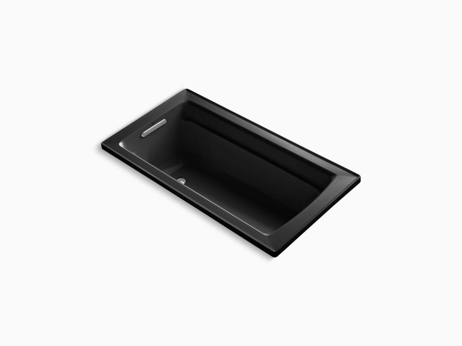 KOHLER K-1123-7 Archer 60 In. x 32 In. Drop-In Bath with Reversible Drain, Black Black