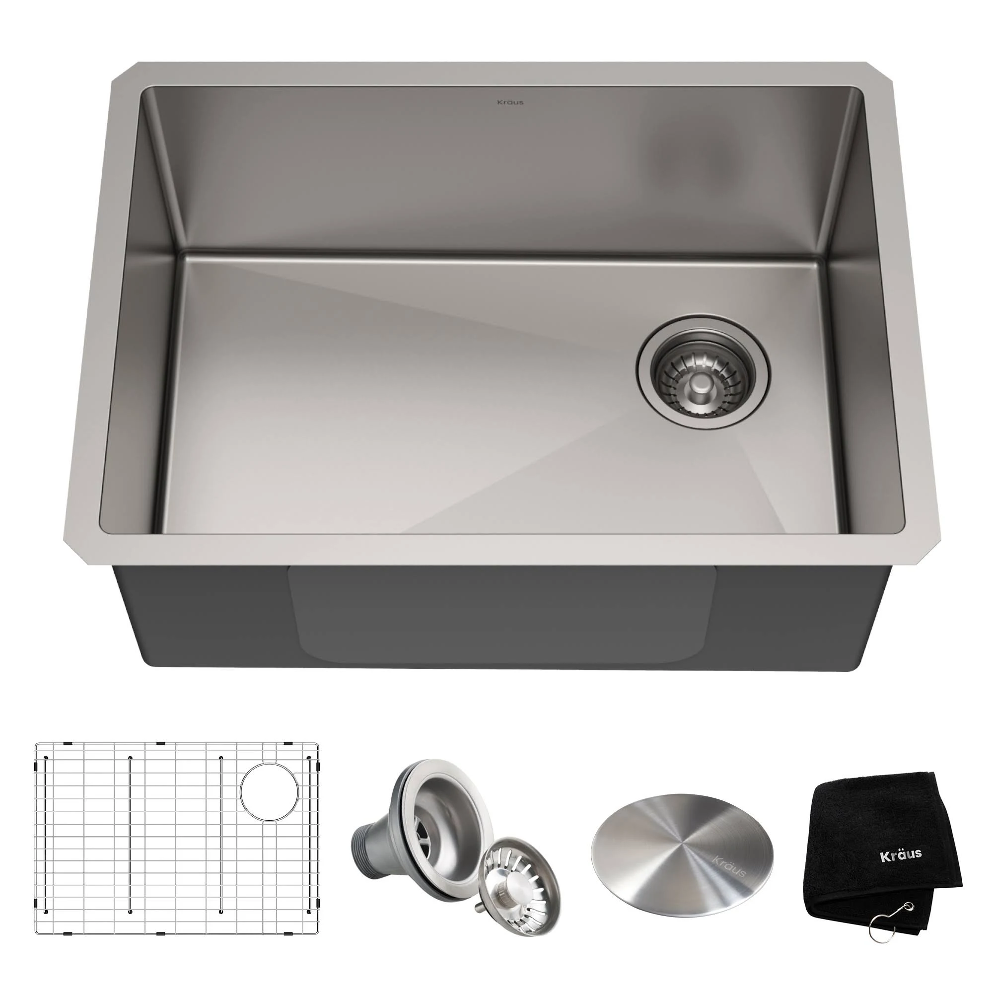 Kraus Standart Pro Undermount Single Bowl Stainless Steel Kitchen Sink - 25 inch (25x22L x 18x22W x 10.5x22D)