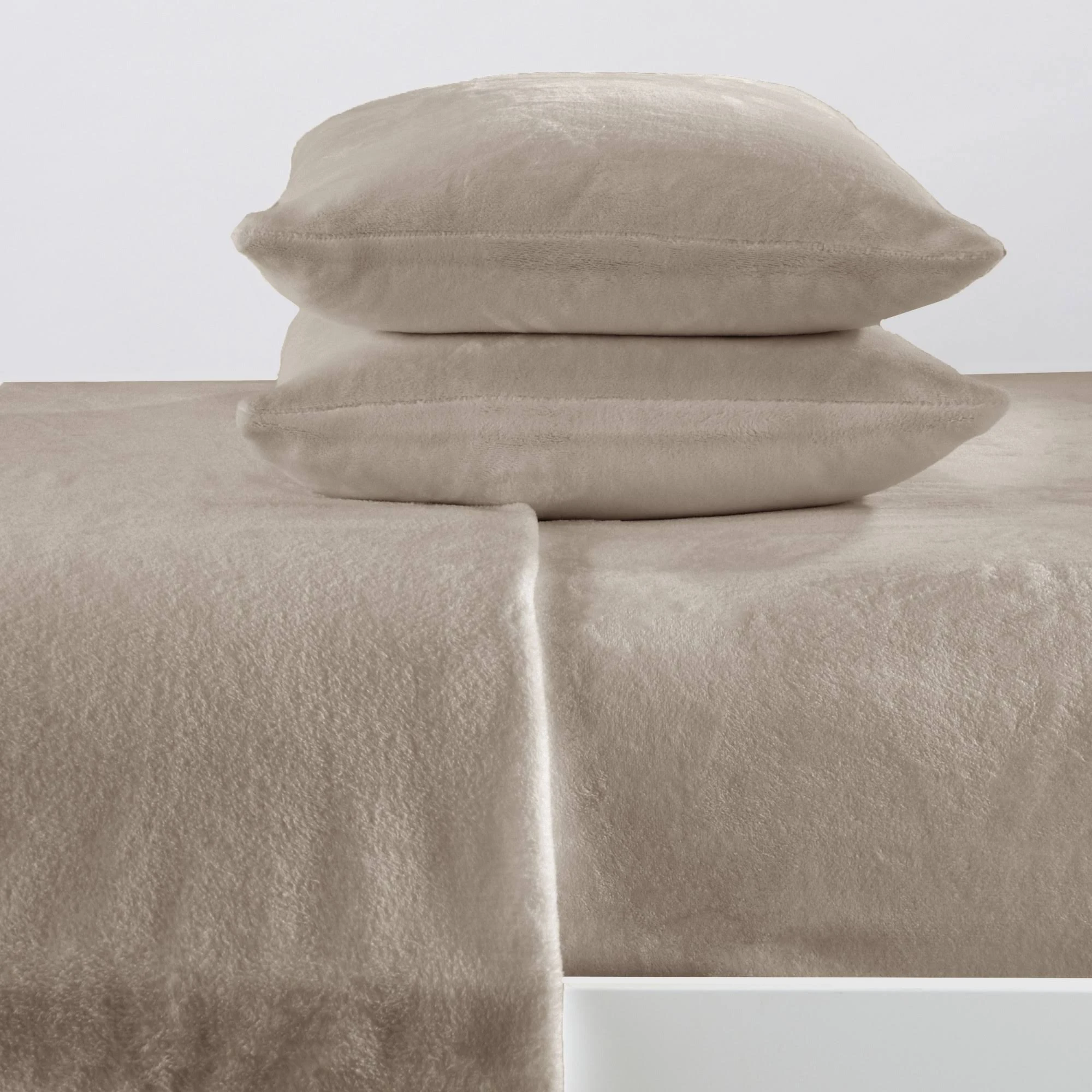 Great Bay Home Velvet Plush Luxury Sheet Sets Full Taupe
