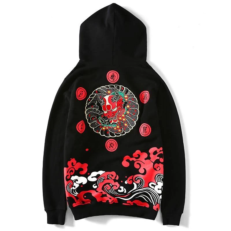 The Oni Embroidered Sukajan Hoodie 2XL / Black