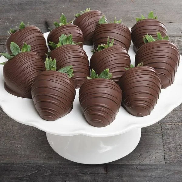 GourmetGiftBaskets.com Dark Chocolate Covered Strawberries - 12 Strawberries by Gourmet Gift Baskets - Gift Baskets Delivered -