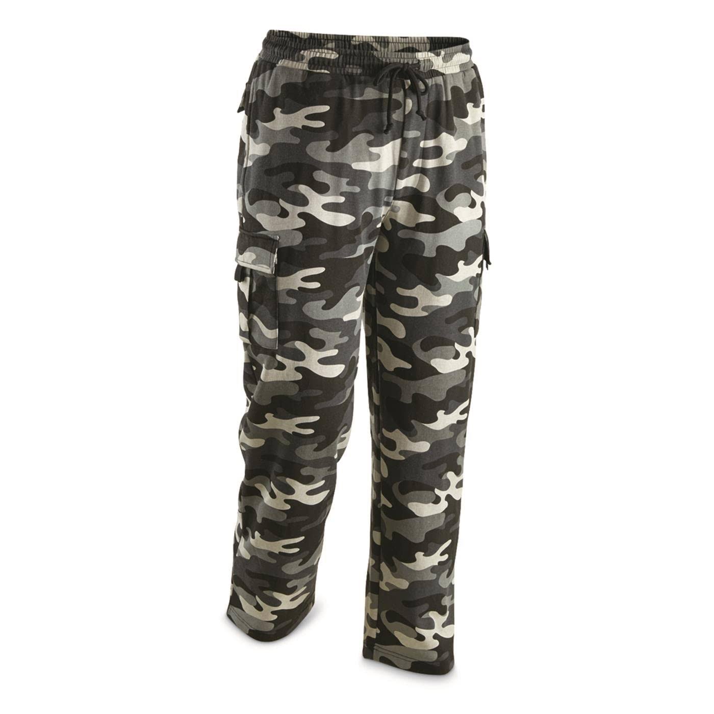 Guide Gear Men&s Cargo Sweatpants, Male, Medium, Gray Camo